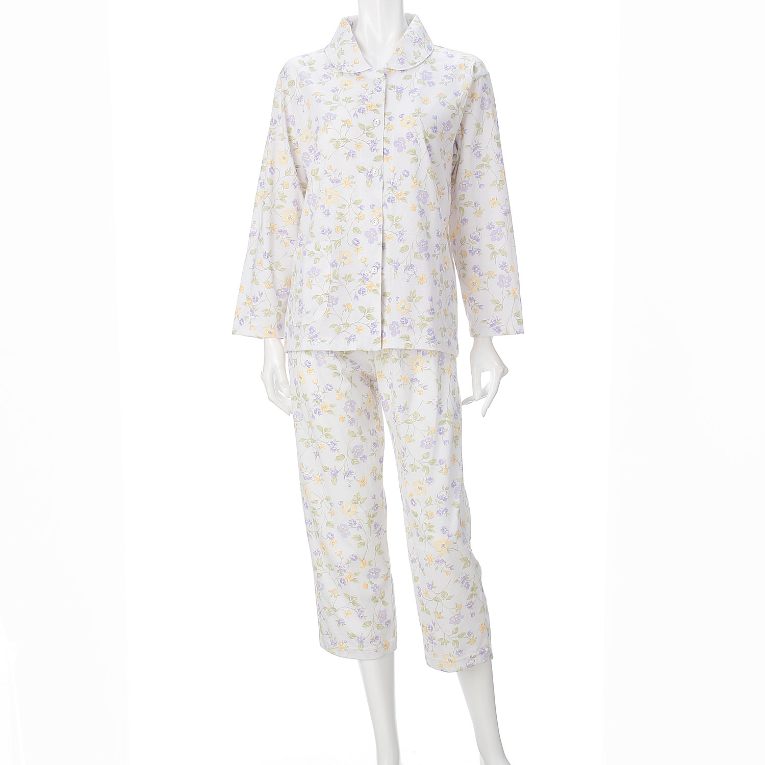 婦人 綿天竺全開パジャマ プチサイズ S／M／L 日本製 - 画像5