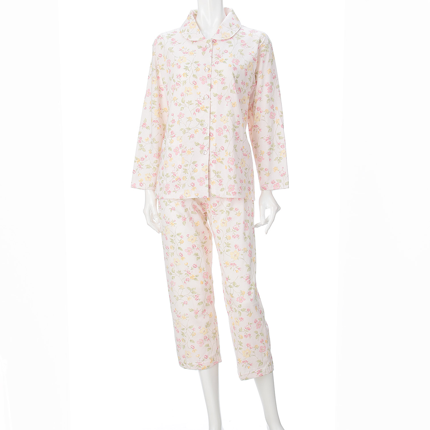 婦人 綿天竺全開パジャマ プチサイズ S／M／L 日本製 - 画像1