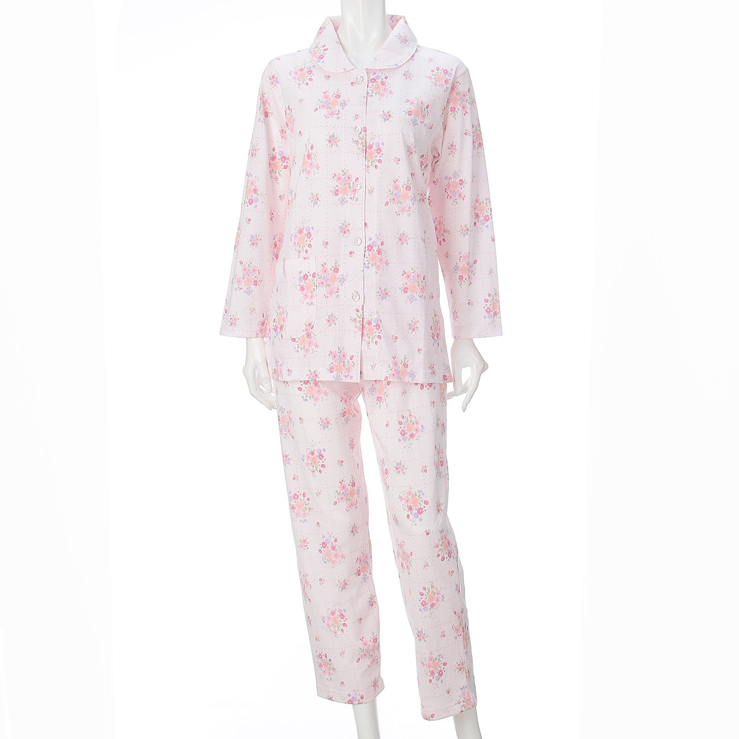 婦人 綿天竺全開パジャマ  LL 日本製 - 画像1