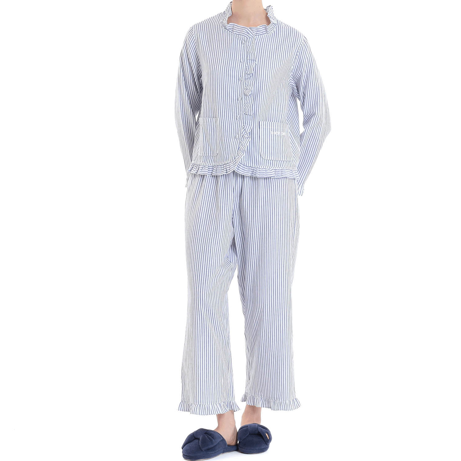 Narue コットンダブルガーゼストライプフリルパジャマ - 画像19