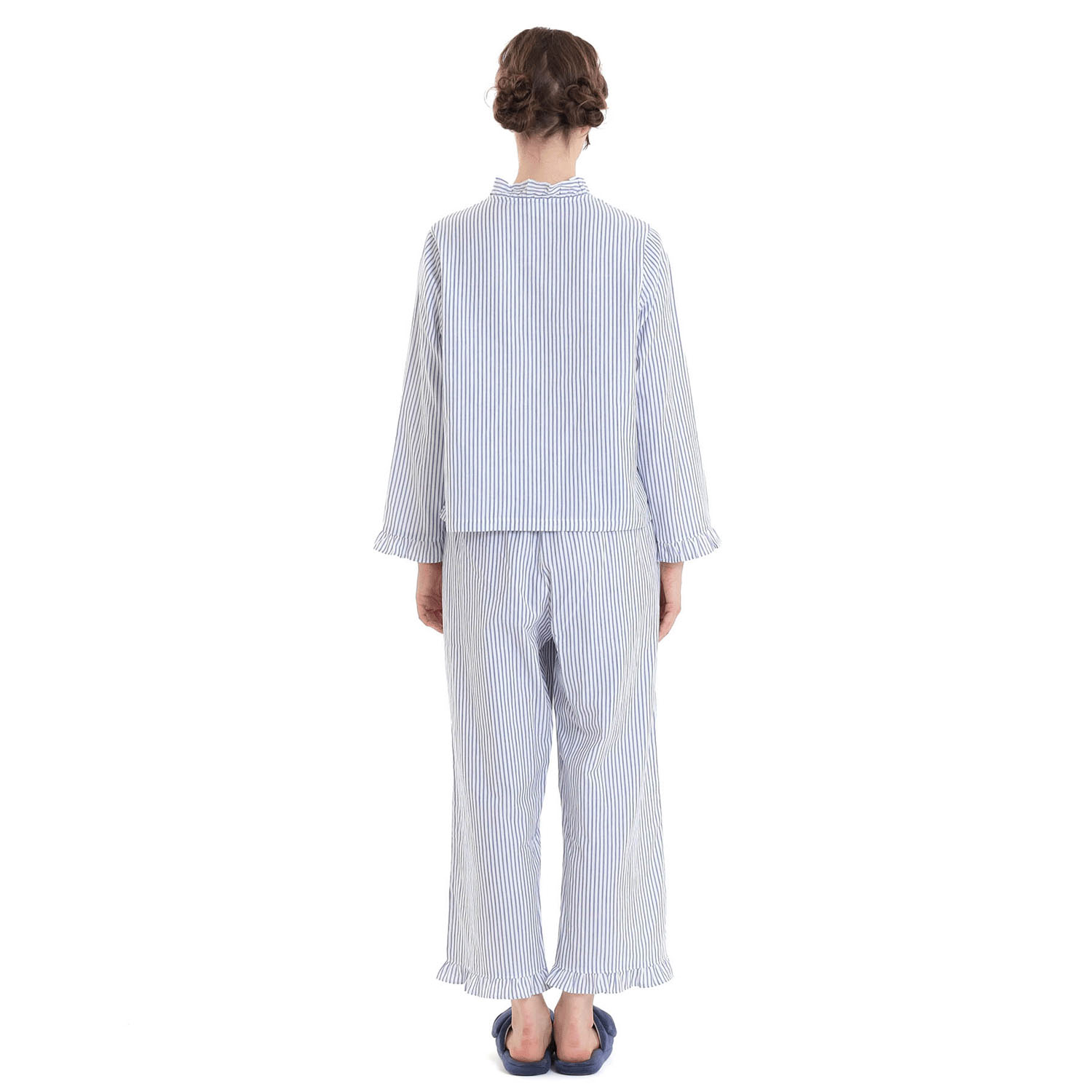 Narue コットンダブルガーゼストライプフリルパジャマ - 画像24