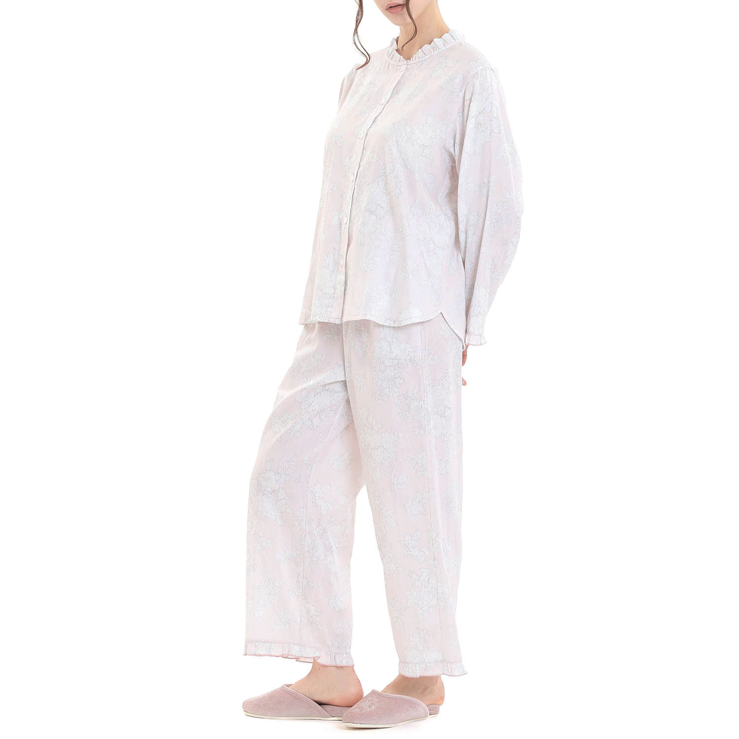 Narue 50／ダブルガーゼローズミュールフリルパジャマ - 画像11