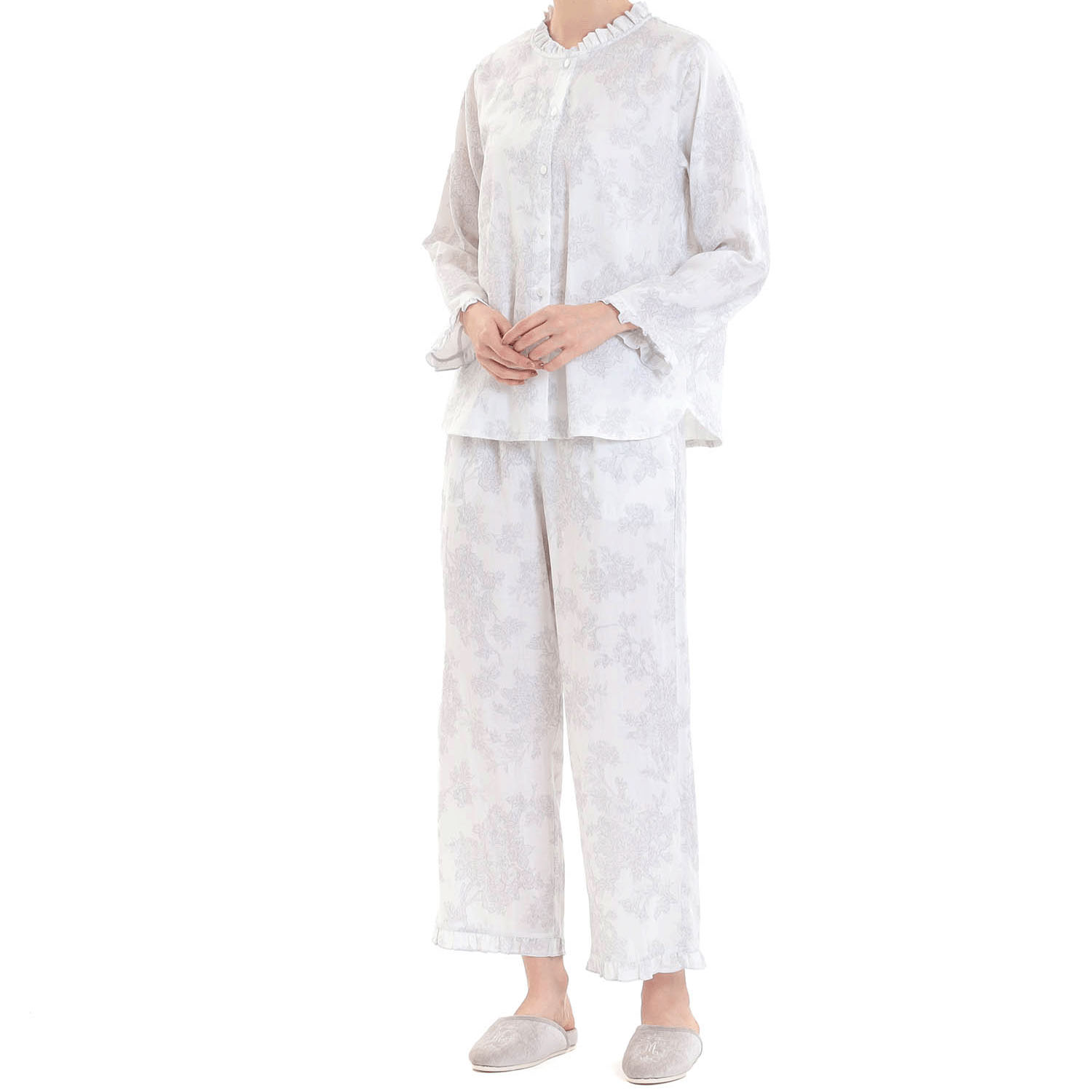 Narue 50／ダブルガーゼローズミュールフリルパジャマ - 画像3