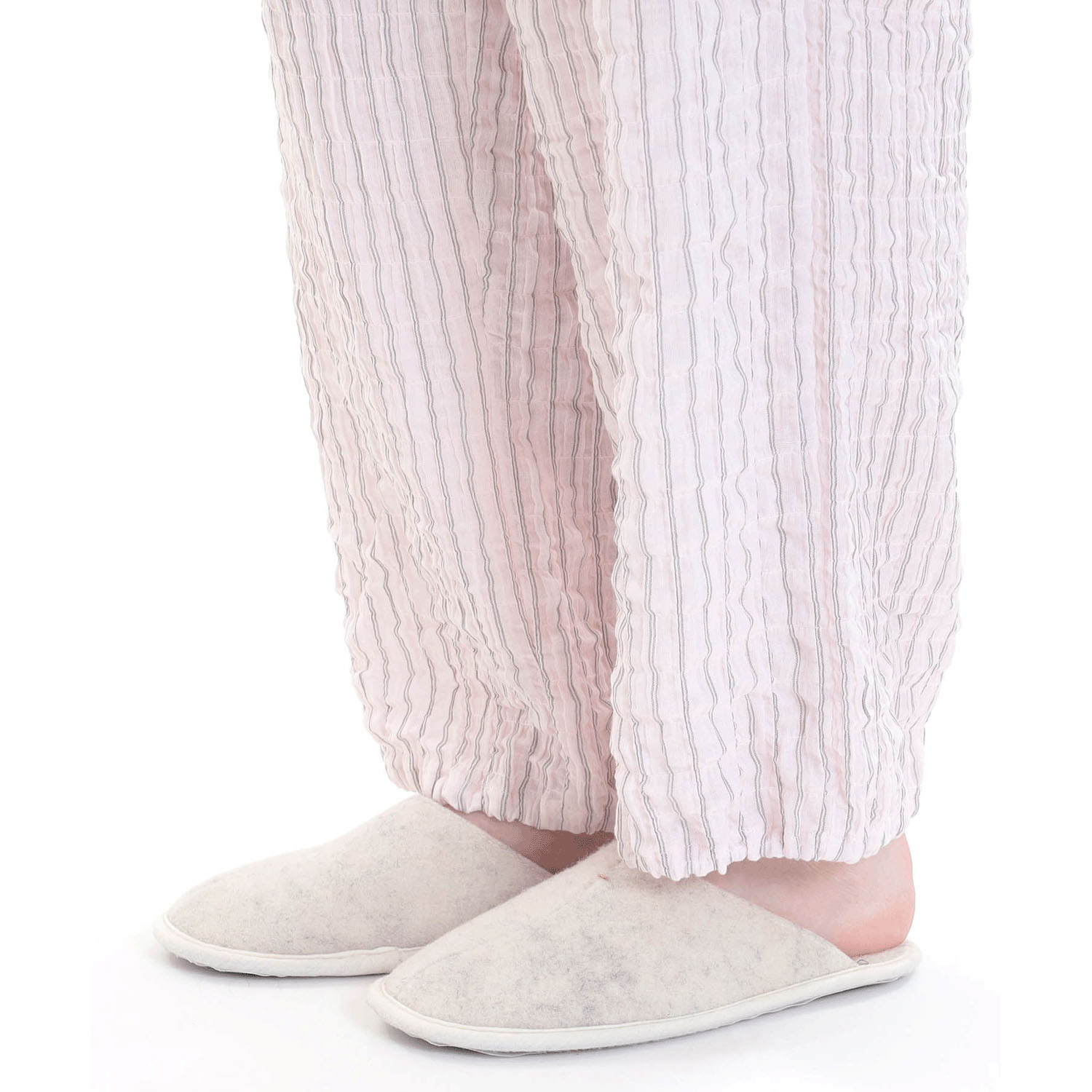 Narue シャーリングダブルガーゼストライプスタンドカラーパジャマ - 画像16