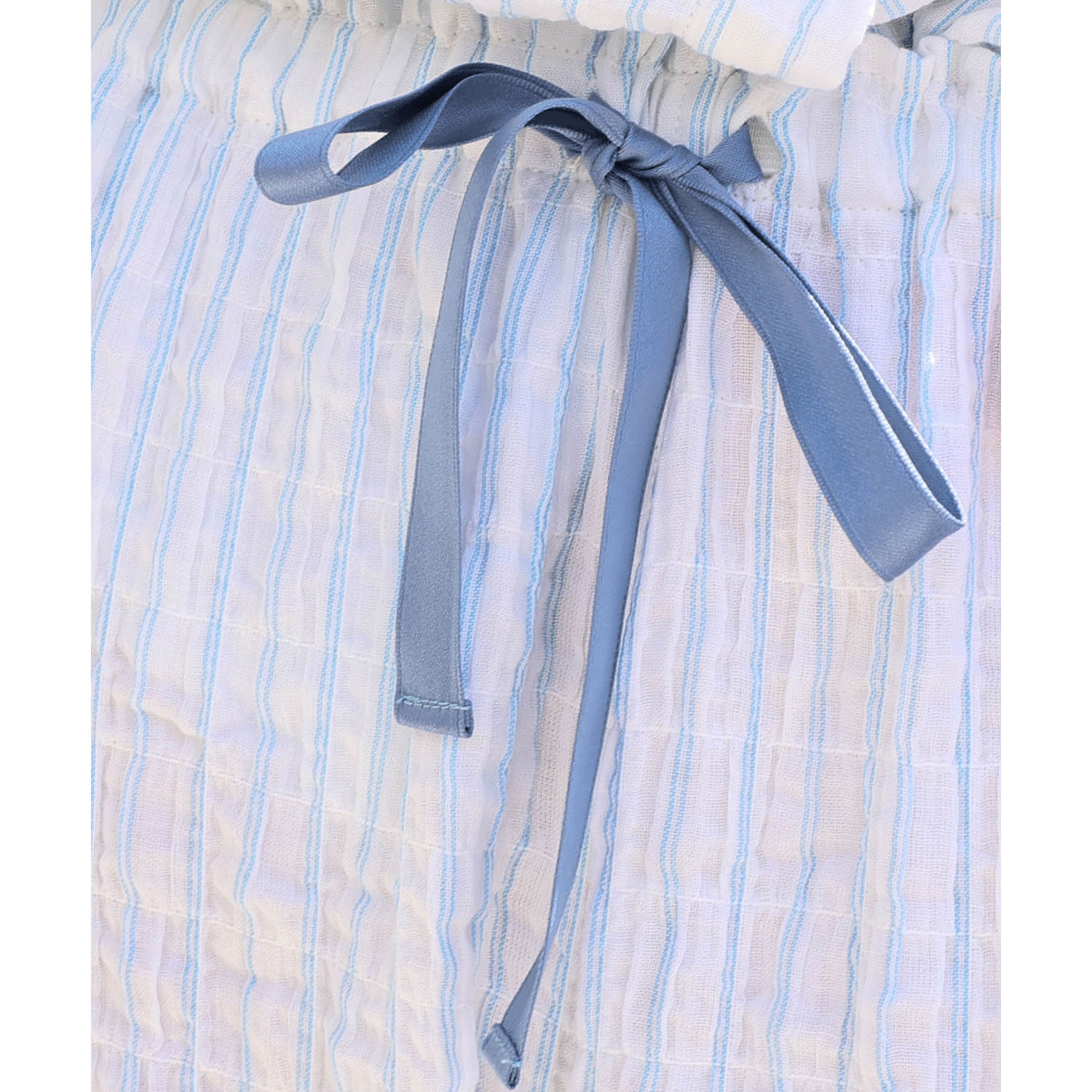 Narue シャーリングダブルガーゼストライプスタンドカラーパジャマ - 画像7