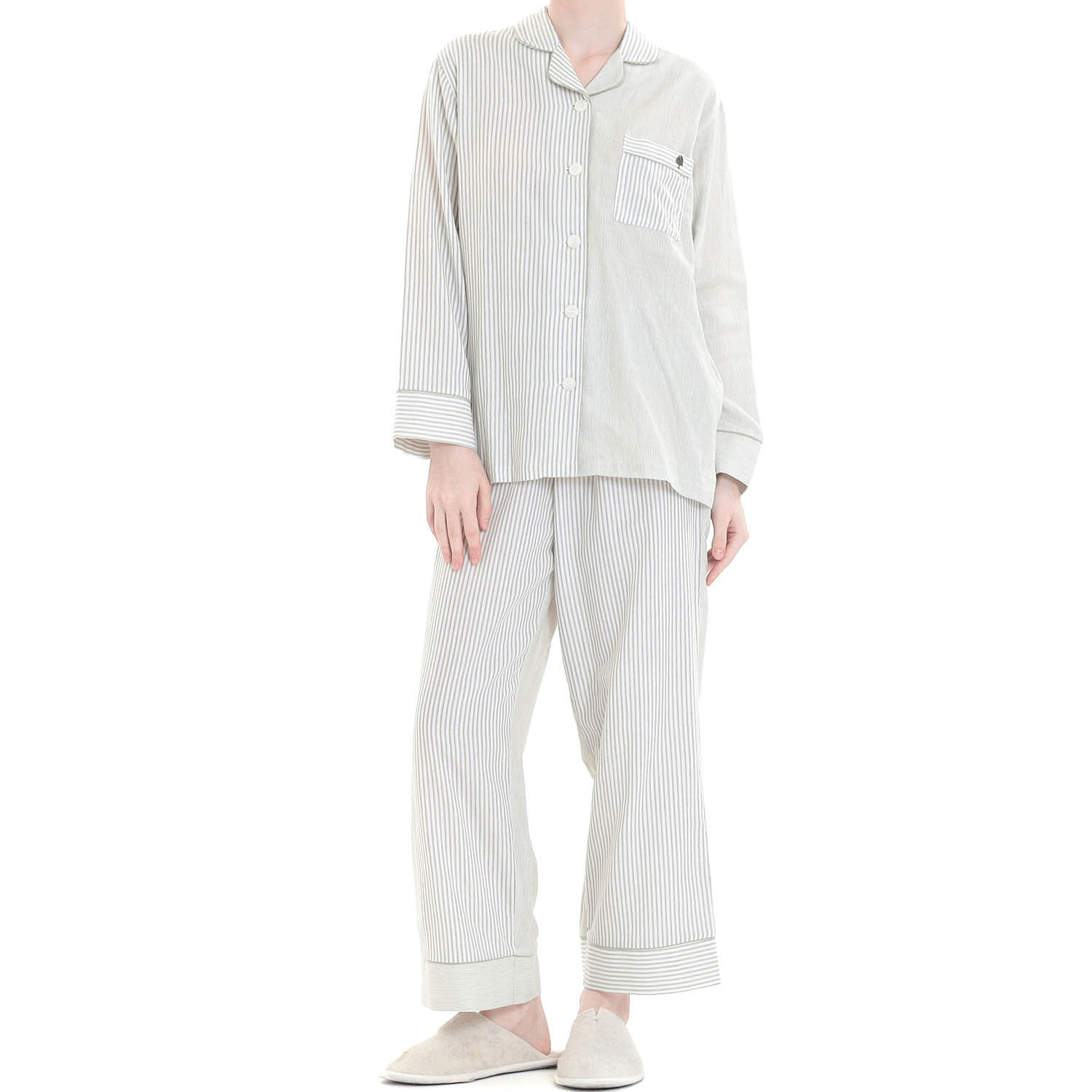 Narue コットンダブルガーゼストライプテーラードパジャマ - 画像11