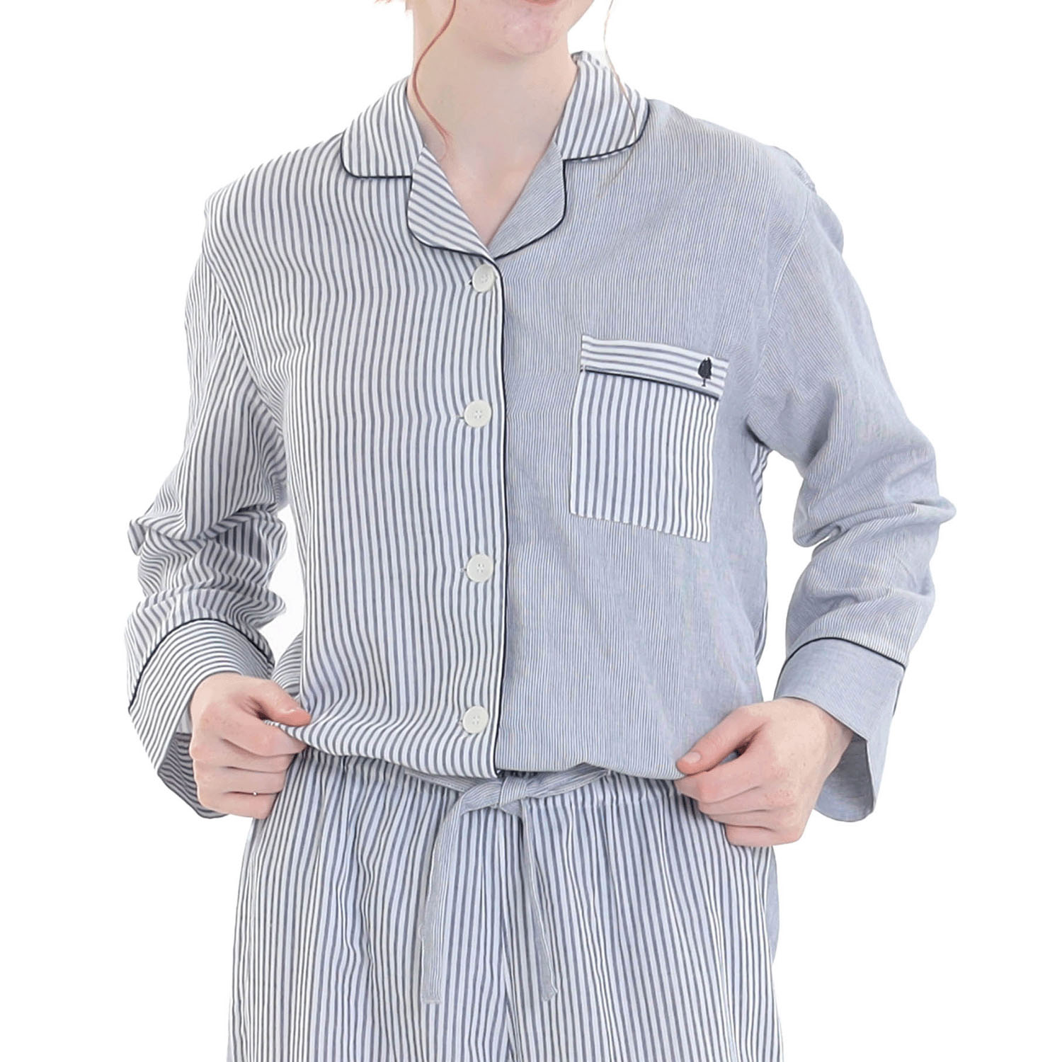 Narue コットンダブルガーゼストライプテーラードパジャマ - 画像18