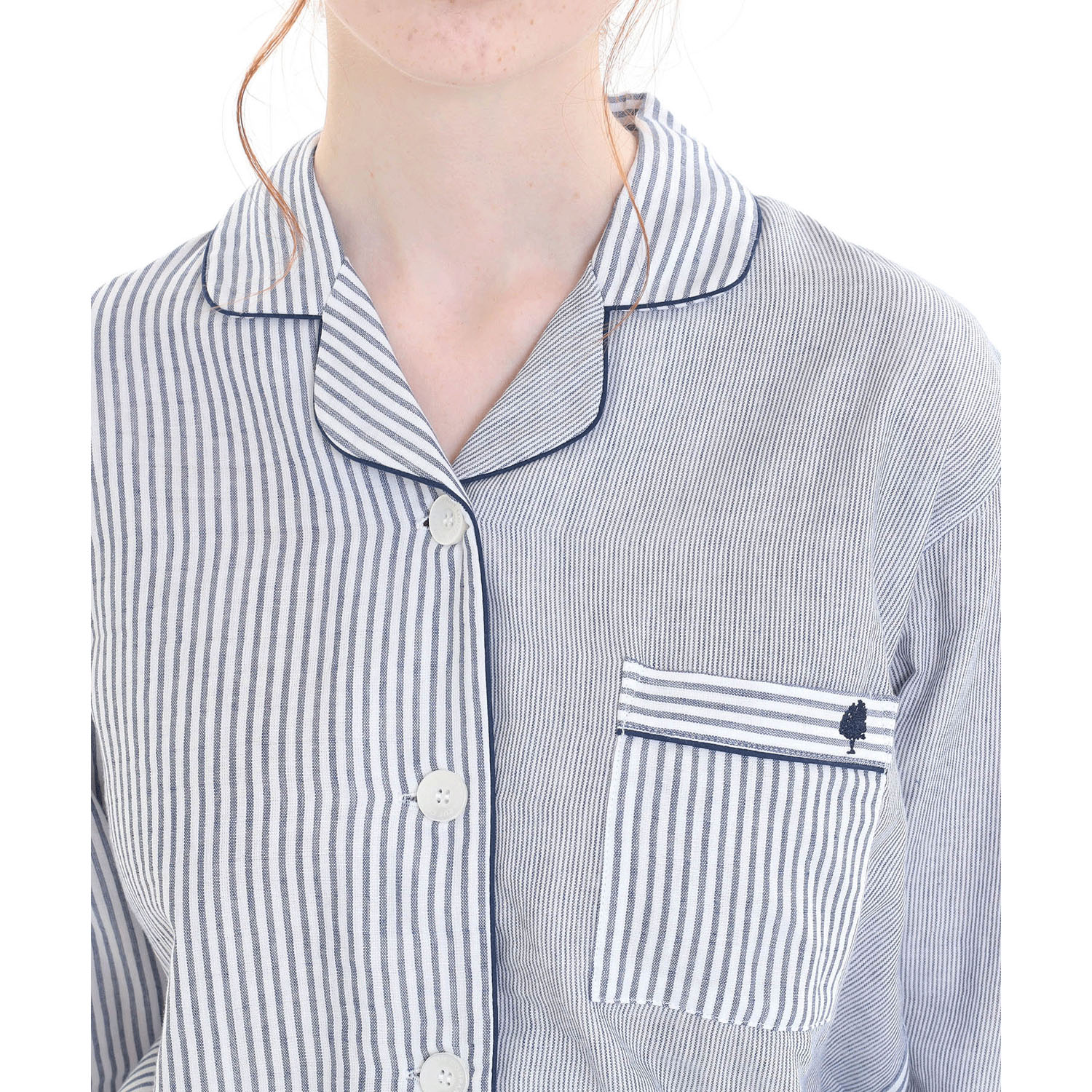 Narue コットンダブルガーゼストライプテーラードパジャマ - 画像21