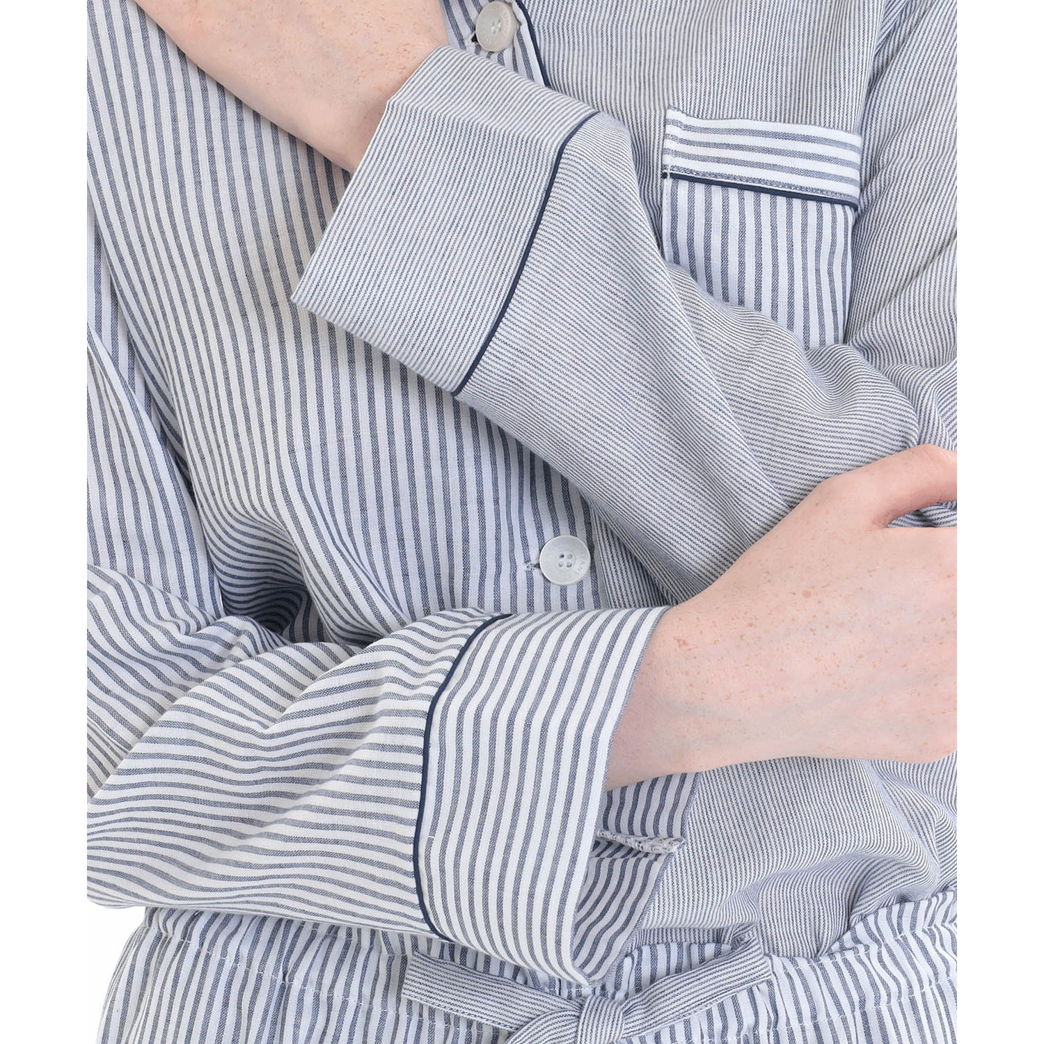 Narue コットンダブルガーゼストライプテーラードパジャマ - 画像22