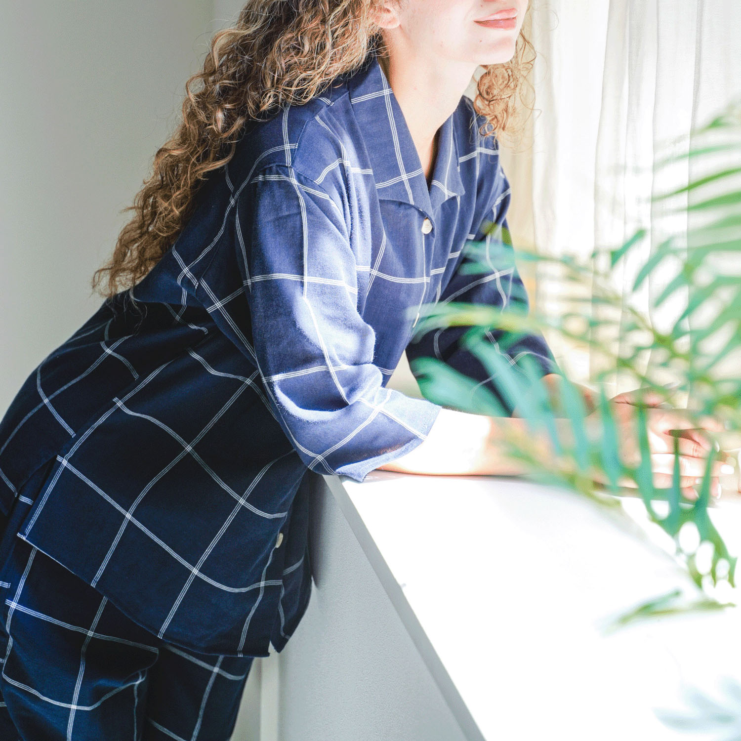 着る保湿クリーム スクエア開襟7分袖パジャマ - 画像2