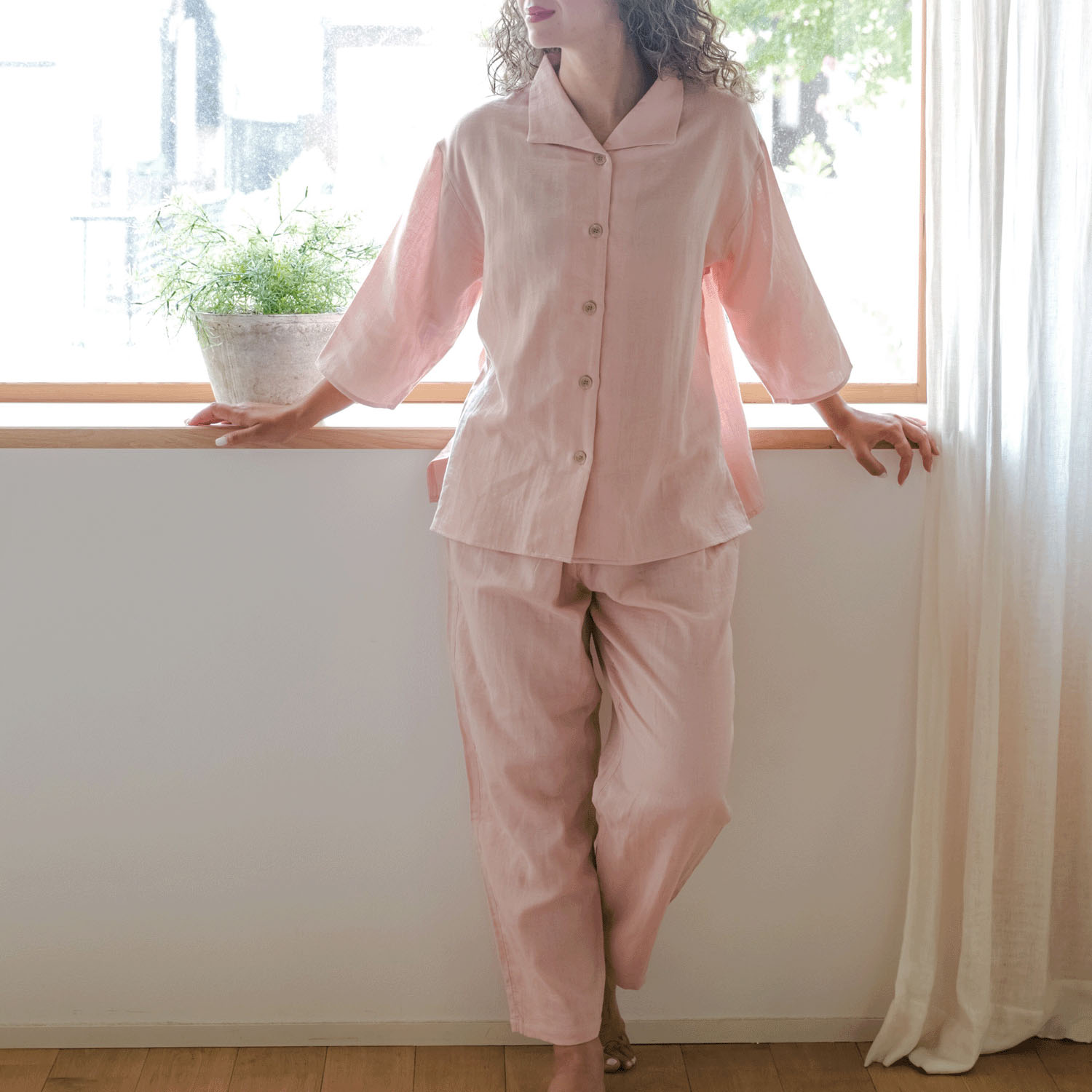 着る保湿クリーム スクエア開襟7分袖パジャマ - 画像8