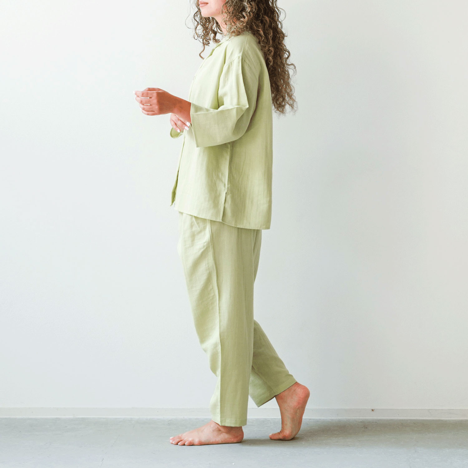 着る保湿クリーム スクエア開襟7分袖パジャマ - 画像10