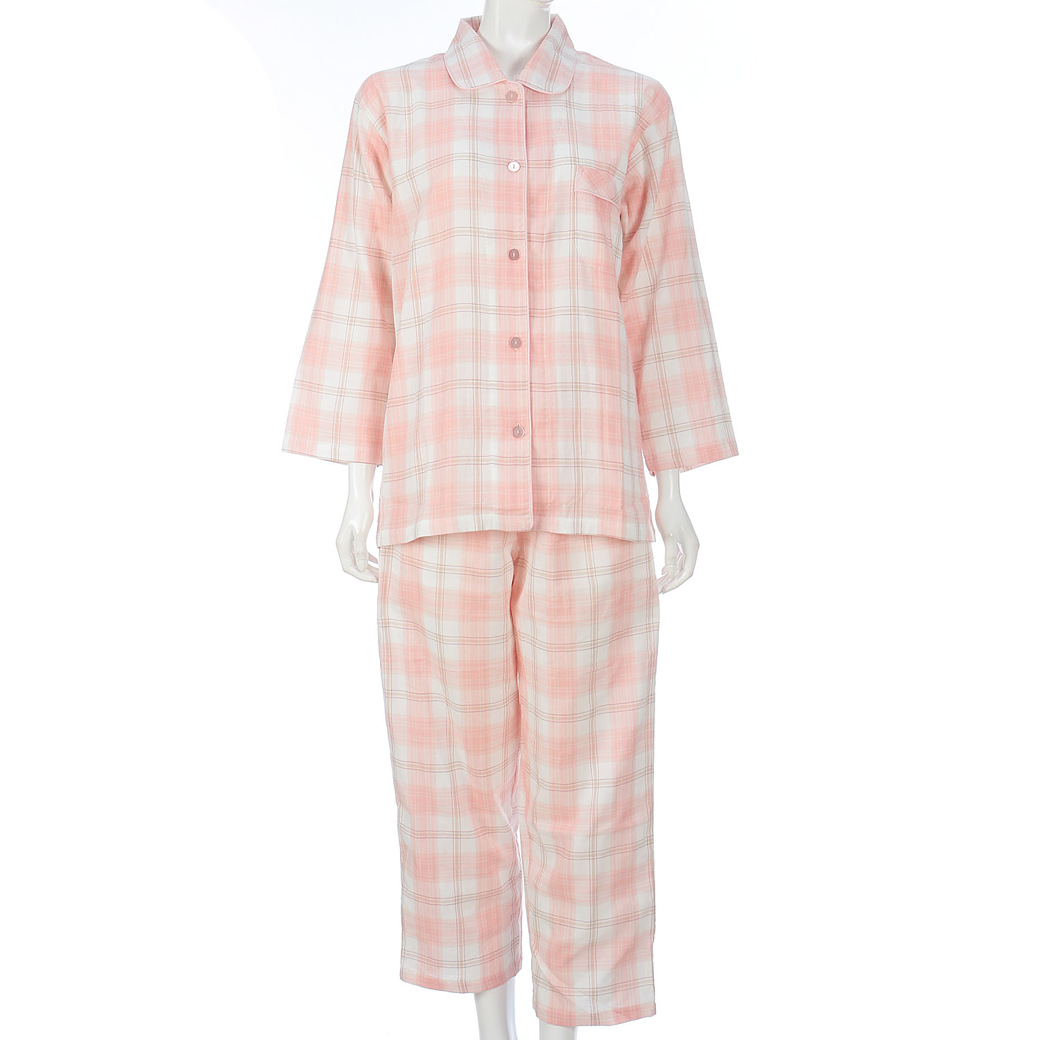 婦人 綿100％ダブルガーゼシャツパジャマ