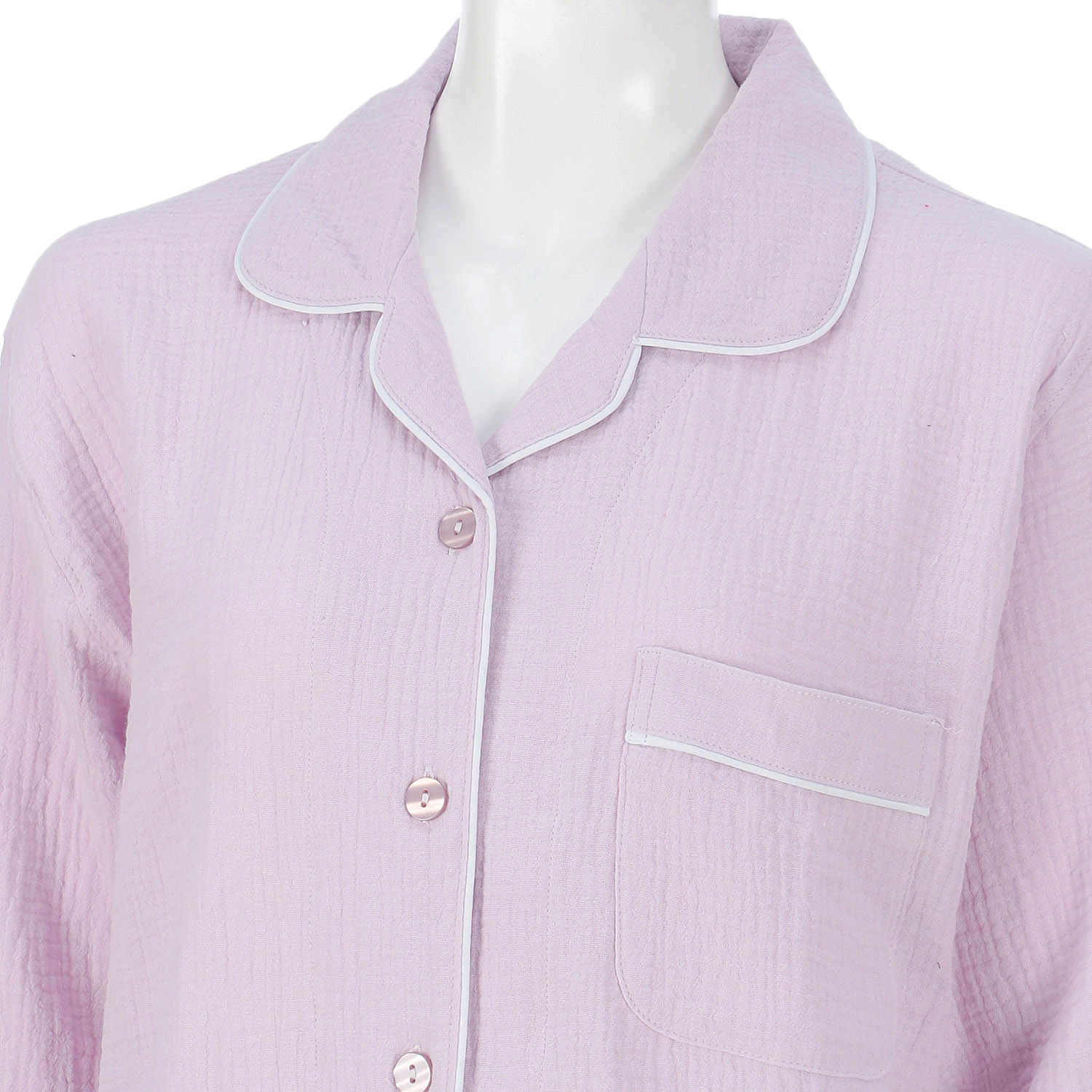 婦人 綿100％楊柳ダブルガーゼシャツパジャマ - 画像4