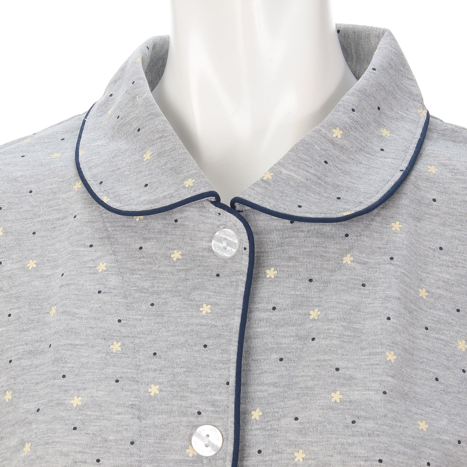 婦人 天竺花ドット柄 シャツパジャマ プチサイズ - 画像3