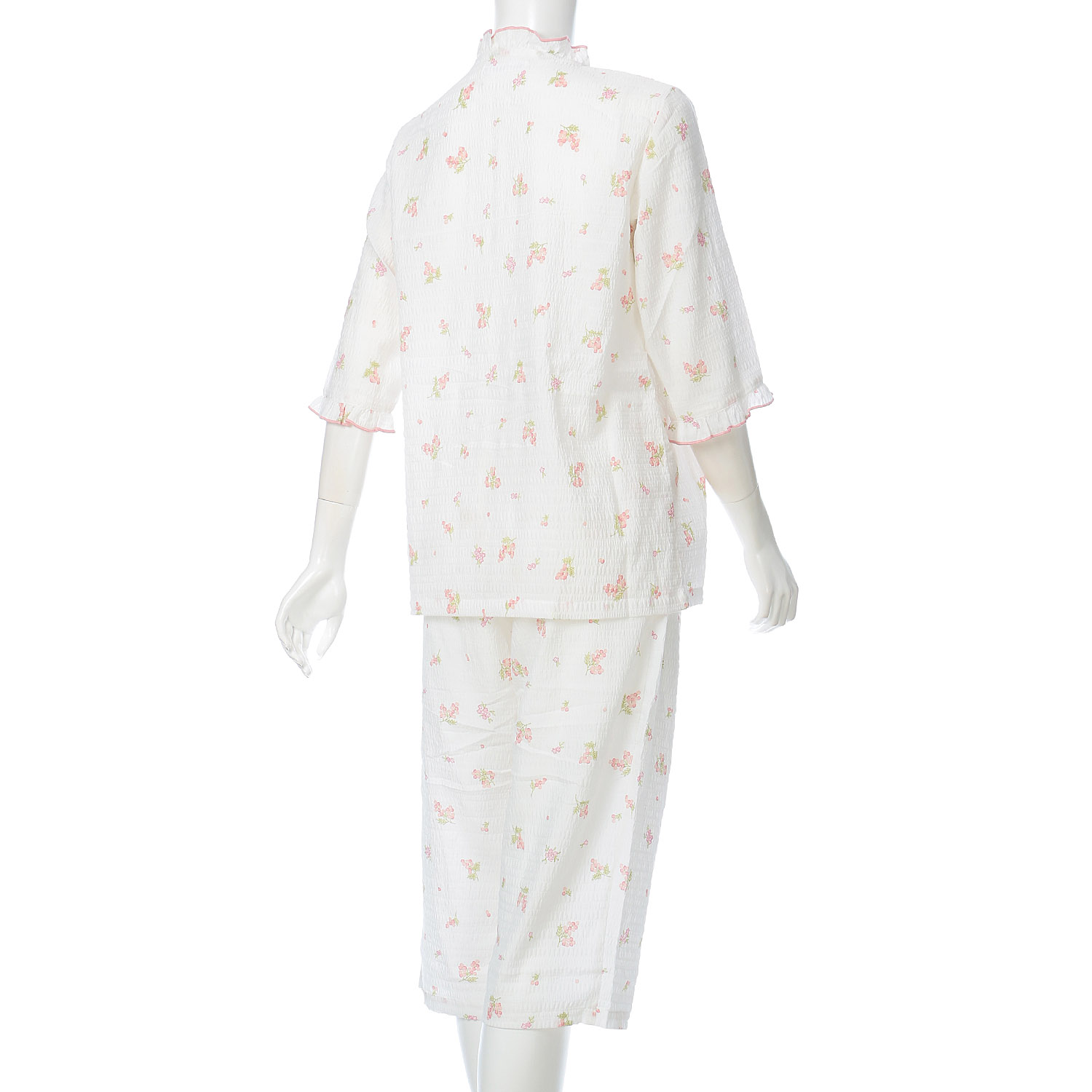 マジョリカ ミモザ柄衿フリル 7分袖7分丈パンツパジャマ - 画像2