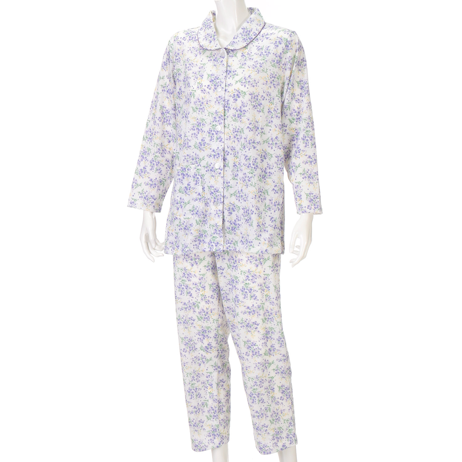 婦人 天竺 小花柄パジャマ（長袖＋長パンツ） - 画像2