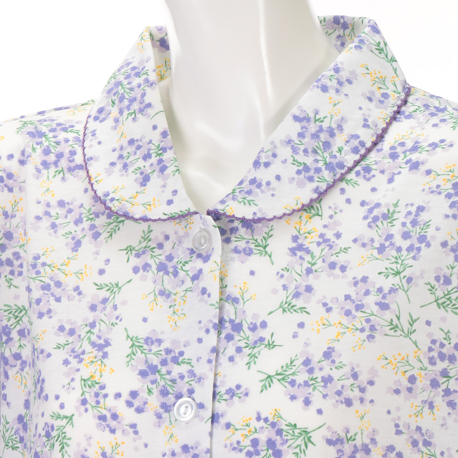 婦人 天竺 小花柄パジャマ（長袖＋長パンツ） - 画像4