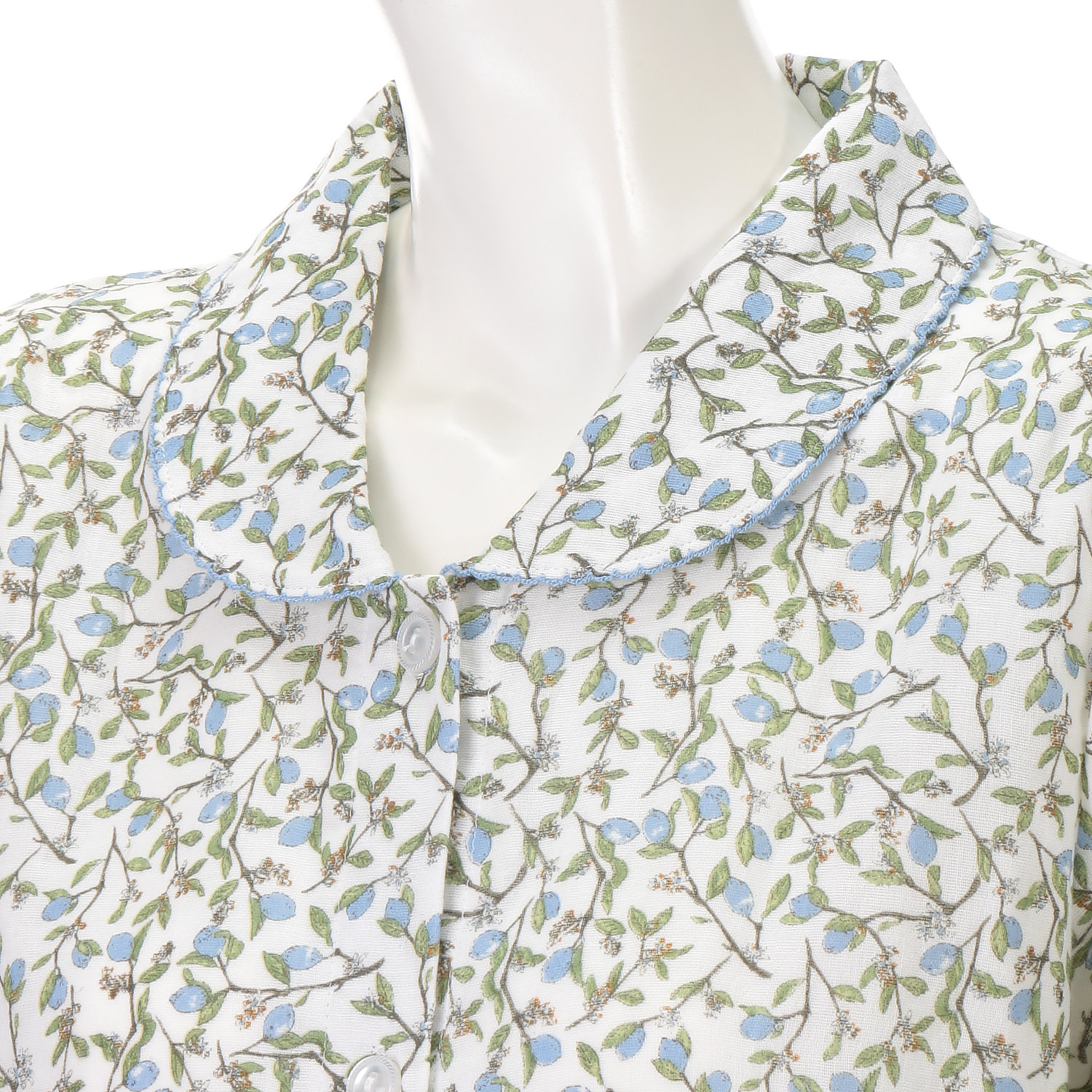 婦人 綿100％ ダブルガーゼ 木の実柄 パジャマ（長袖＋長パンツ） - 画像4