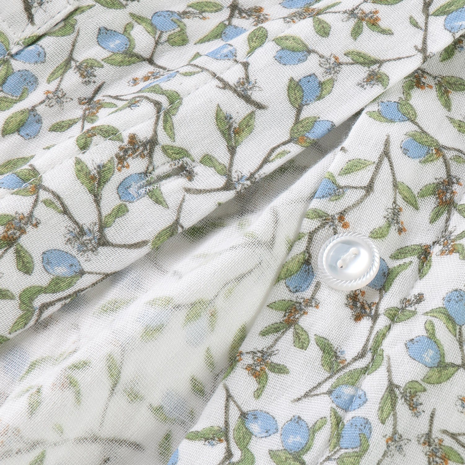 婦人 綿100％ ダブルガーゼ 木の実柄 パジャマ（長袖＋長パンツ） - 画像5