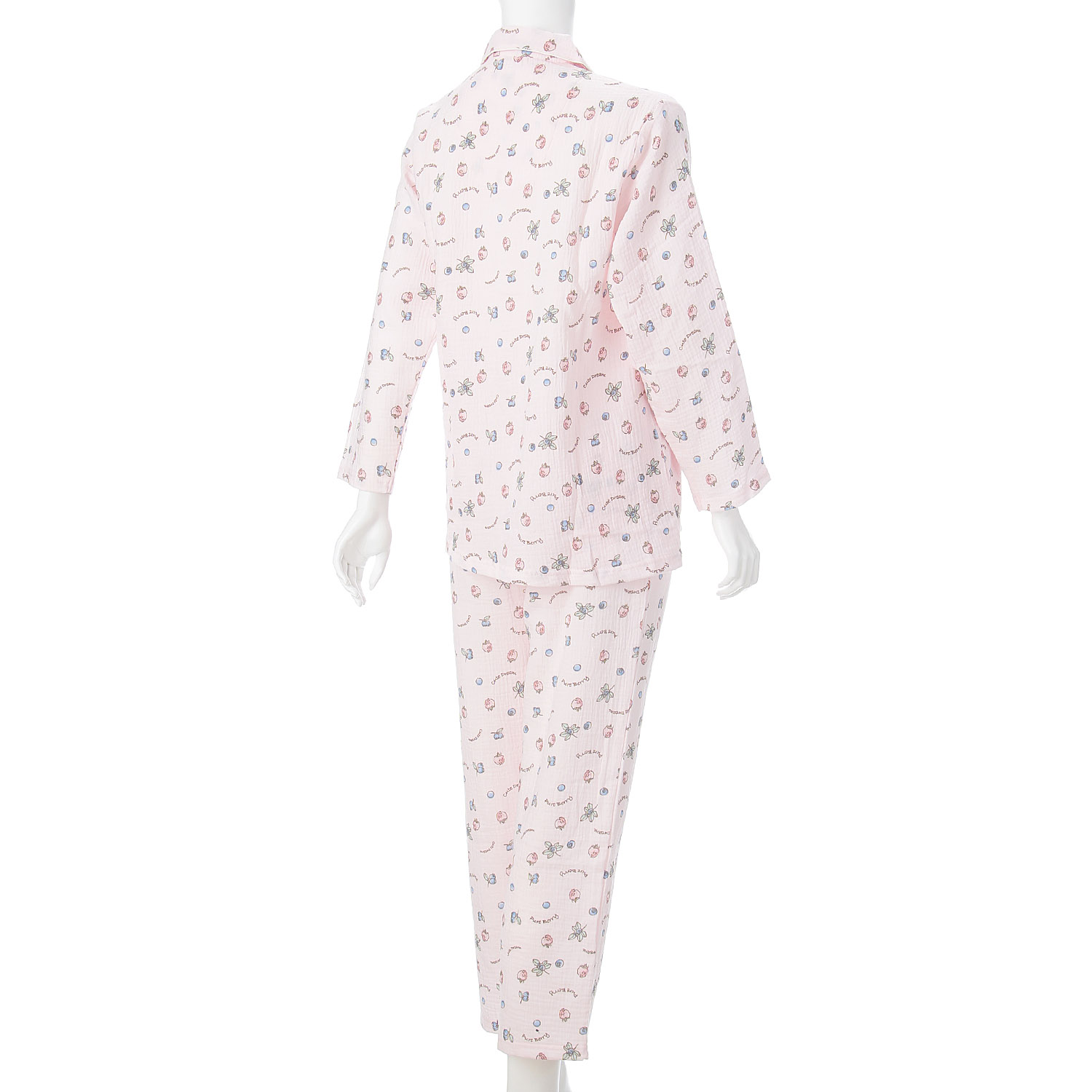 ふんわりダブルガーゼ 衿付パジャマ ベリー柄 - 画像2