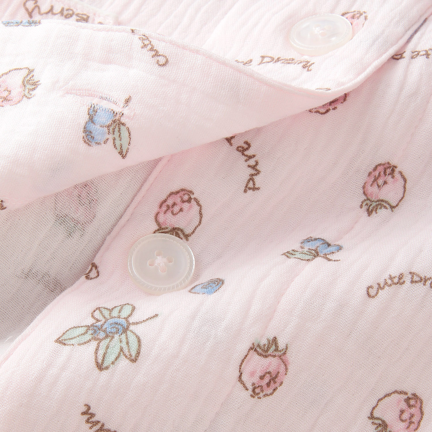 ふんわりダブルガーゼ 衿付パジャマ ベリー柄 - 画像5