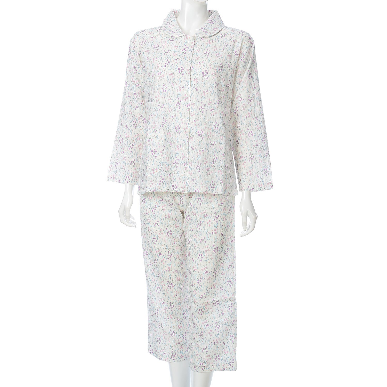 婦人 楊柳全開長袖パジャマ プチサイズS／M／L 日本製 - 画像3