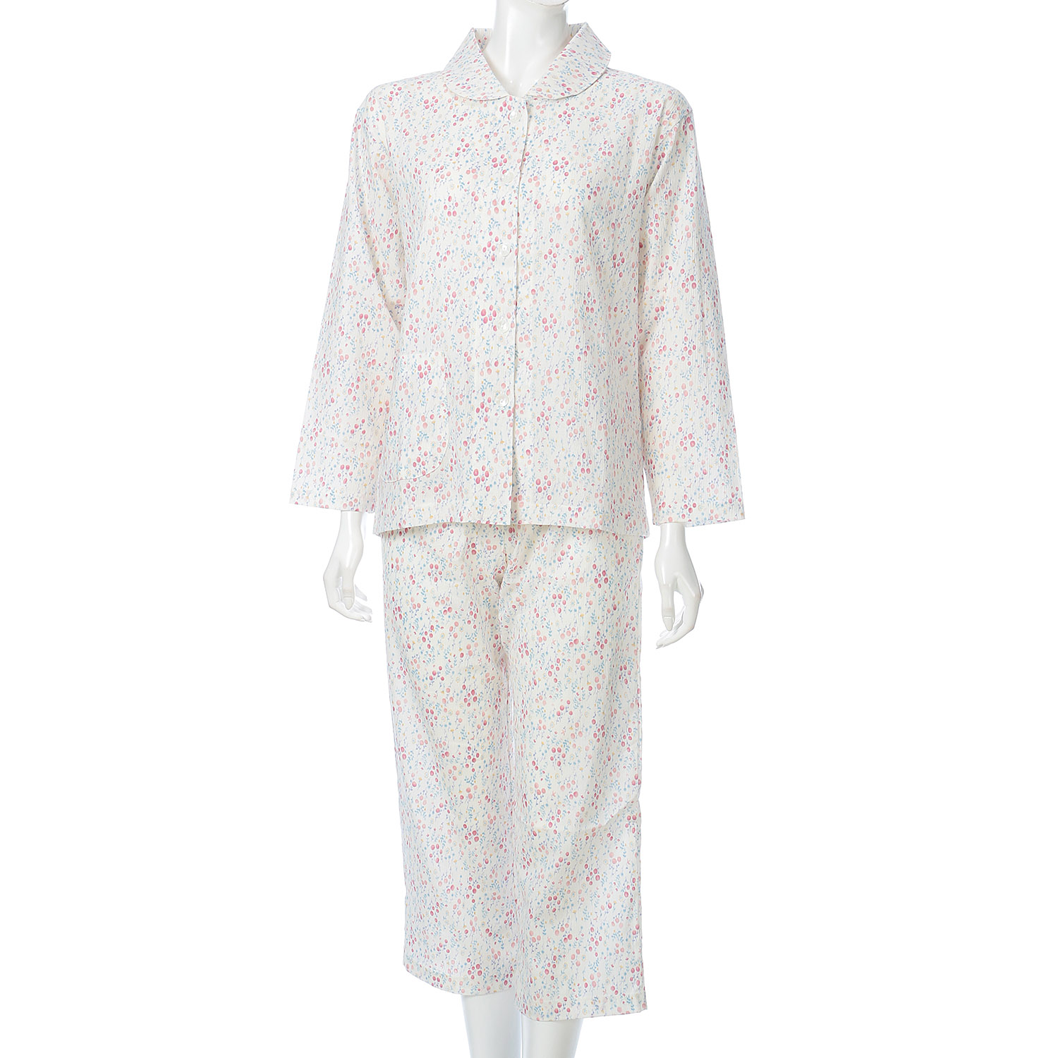 婦人 楊柳全開長袖パジャマ プチサイズS／M／L 日本製 - 画像1