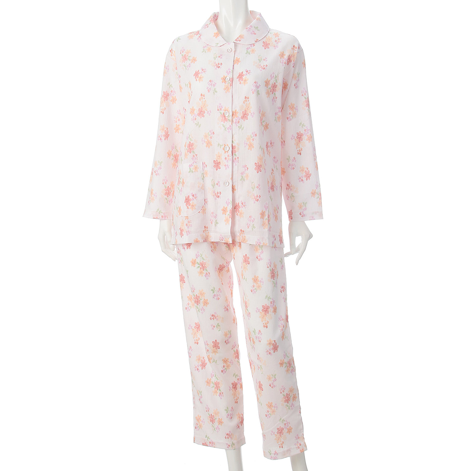 婦人 楊柳全開長袖パジャマ LL 日本製