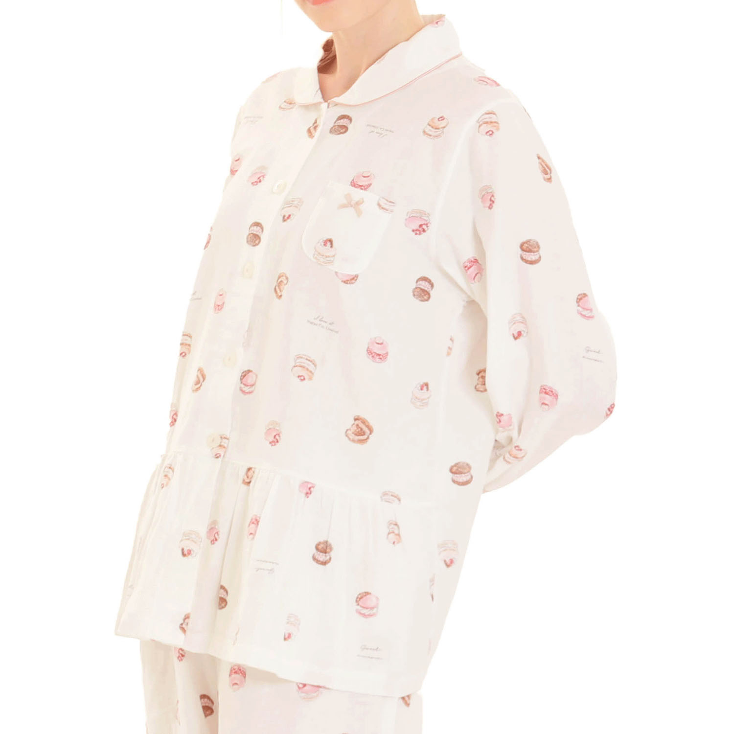 Narue ダブルガーゼマカロンシャツパジャマ - 画像1