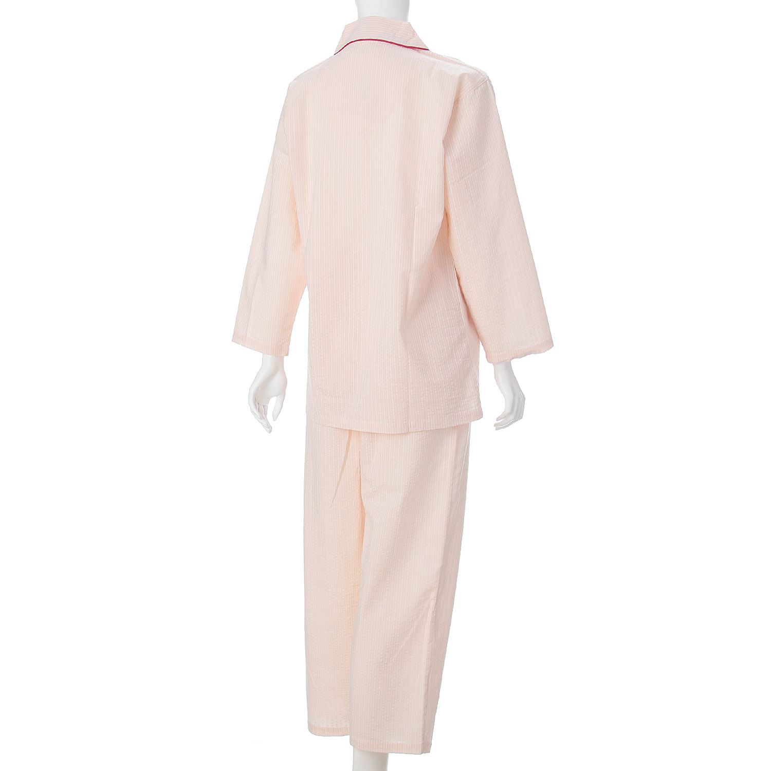 婦人 綿サッカーストライプ シャツパジャマ - 画像2