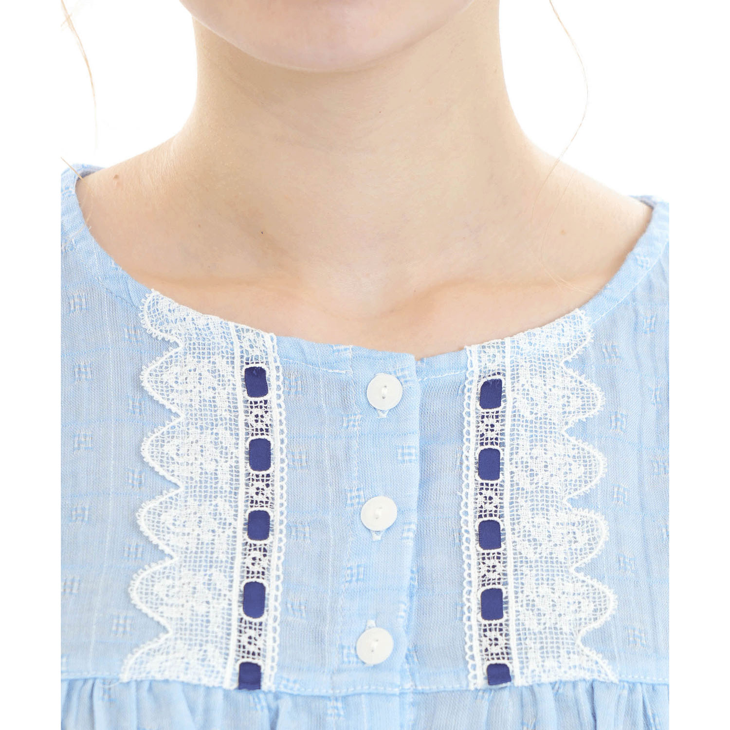 Narue シャーリング表ジャガードストライプ＆シャンブレーフリルパジャマ - 画像21