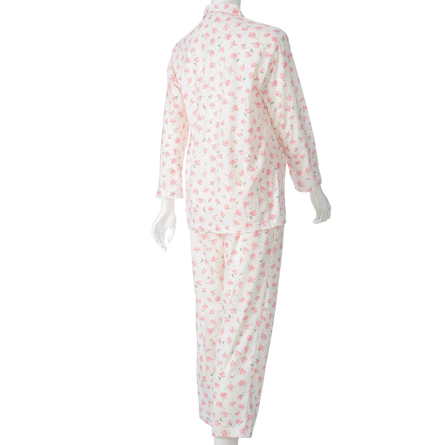 婦人 綿天竺パンジー柄パジャマ 日本製 - 画像2