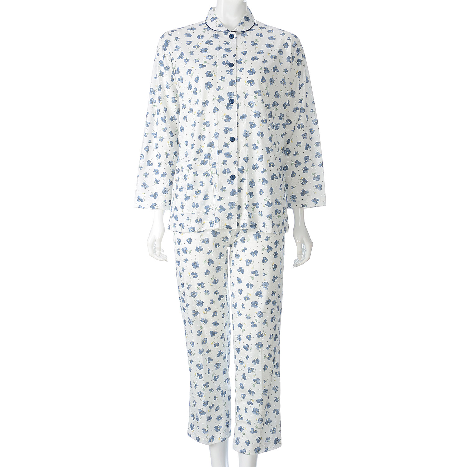 婦人 綿天竺パンジー柄パジャマ 日本製 - 画像4