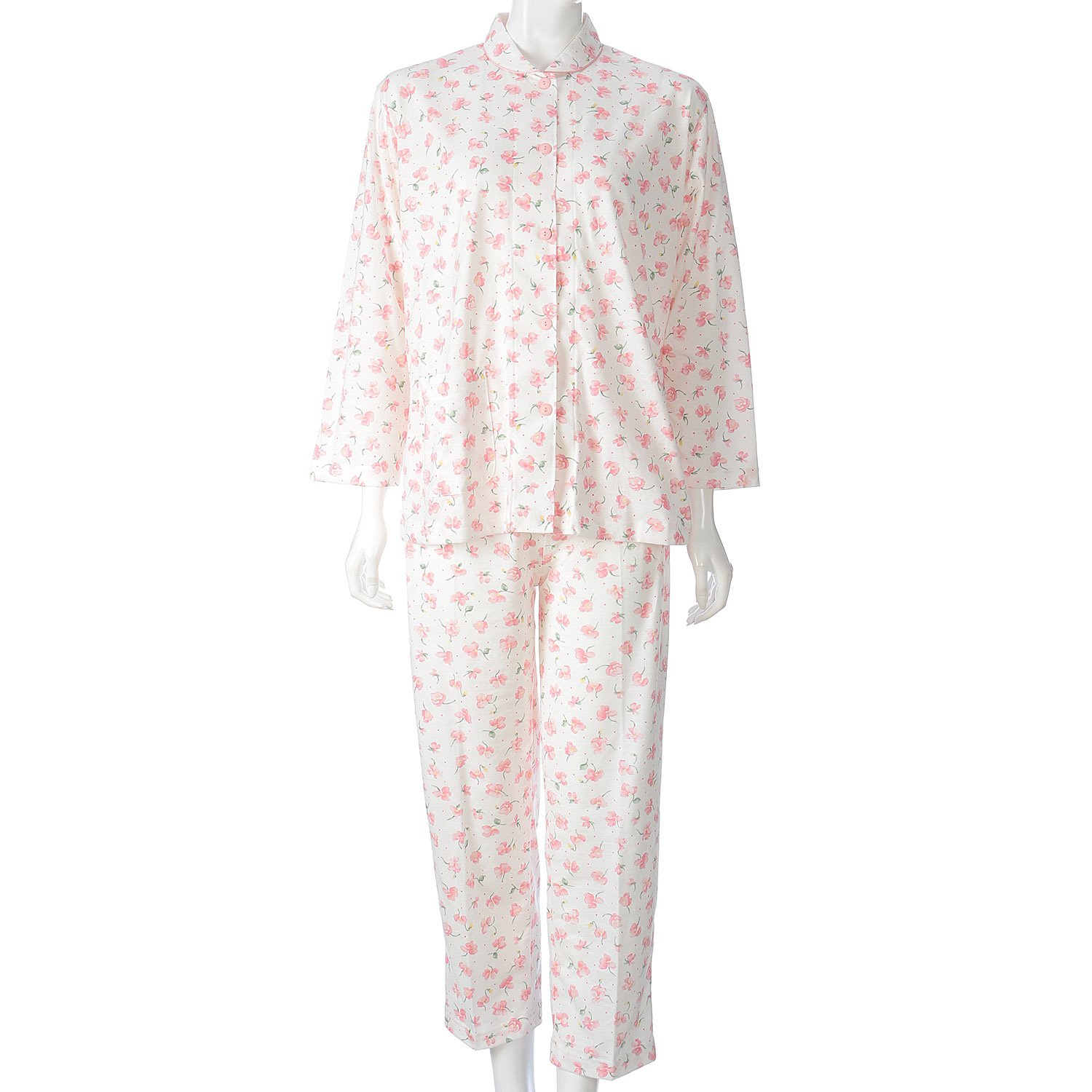 婦人 綿天竺パンジー柄パジャマ 日本製