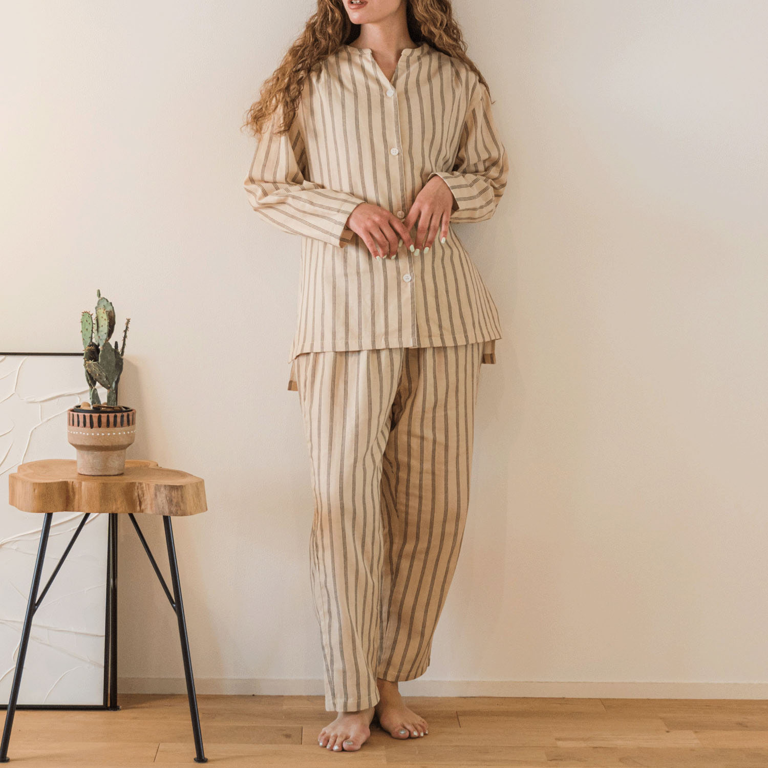 着る保湿クリーム 前開きスキッパーデザインパジャマ - 画像2