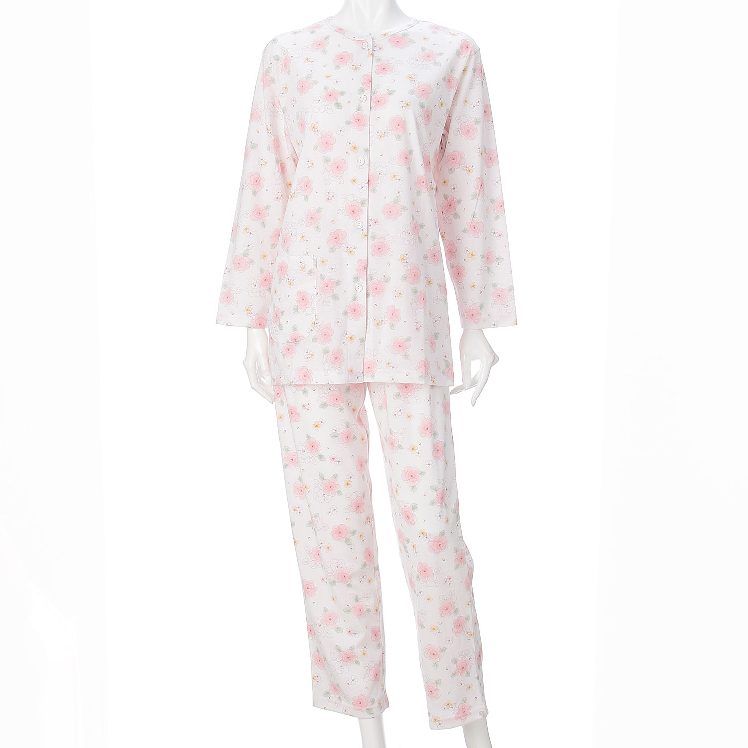 婦人 綿天竺全開パジャマ  LL 日本製 - 画像1