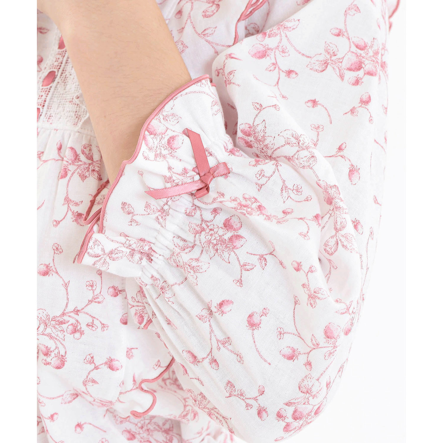 Narue 40／ダブルガーゼプティフレーズフリル7分袖パジャマ - 画像7