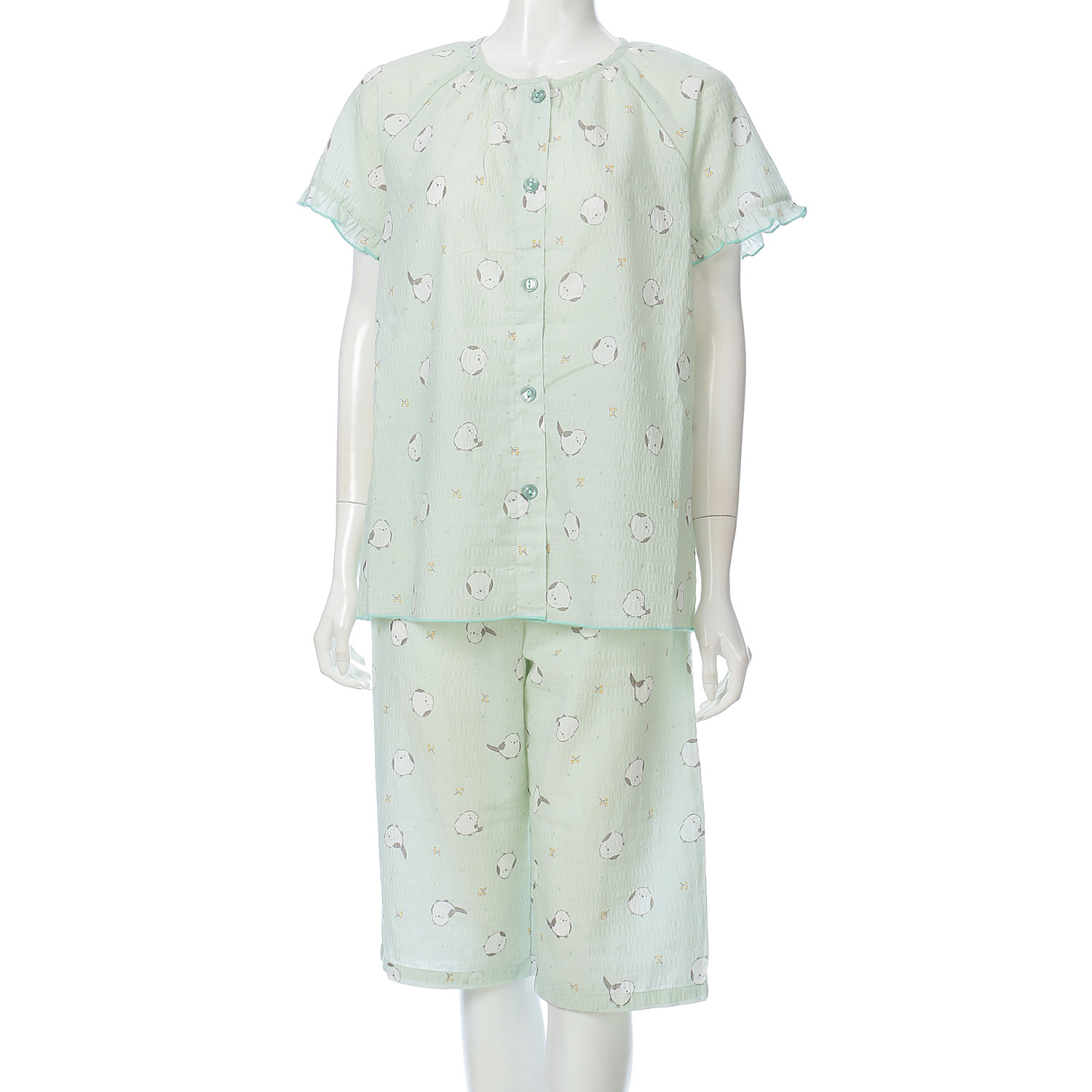 マジョリカ シマエナガ スモック半袖6分丈パンツパジャマ - 画像2