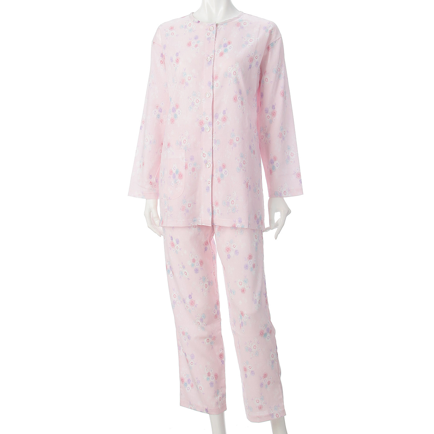 婦人 楊柳全開長袖パジャマ LL 日本製 - 画像1