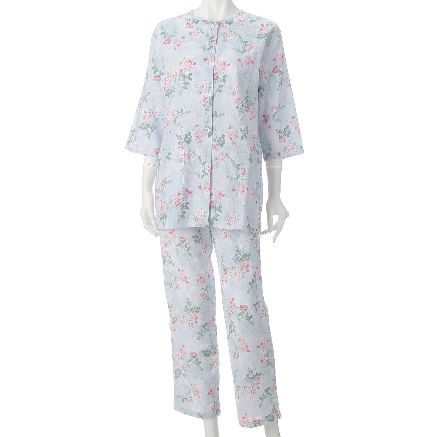 婦人 楊柳全開7分袖パジャマ LL 日本製 - 画像6