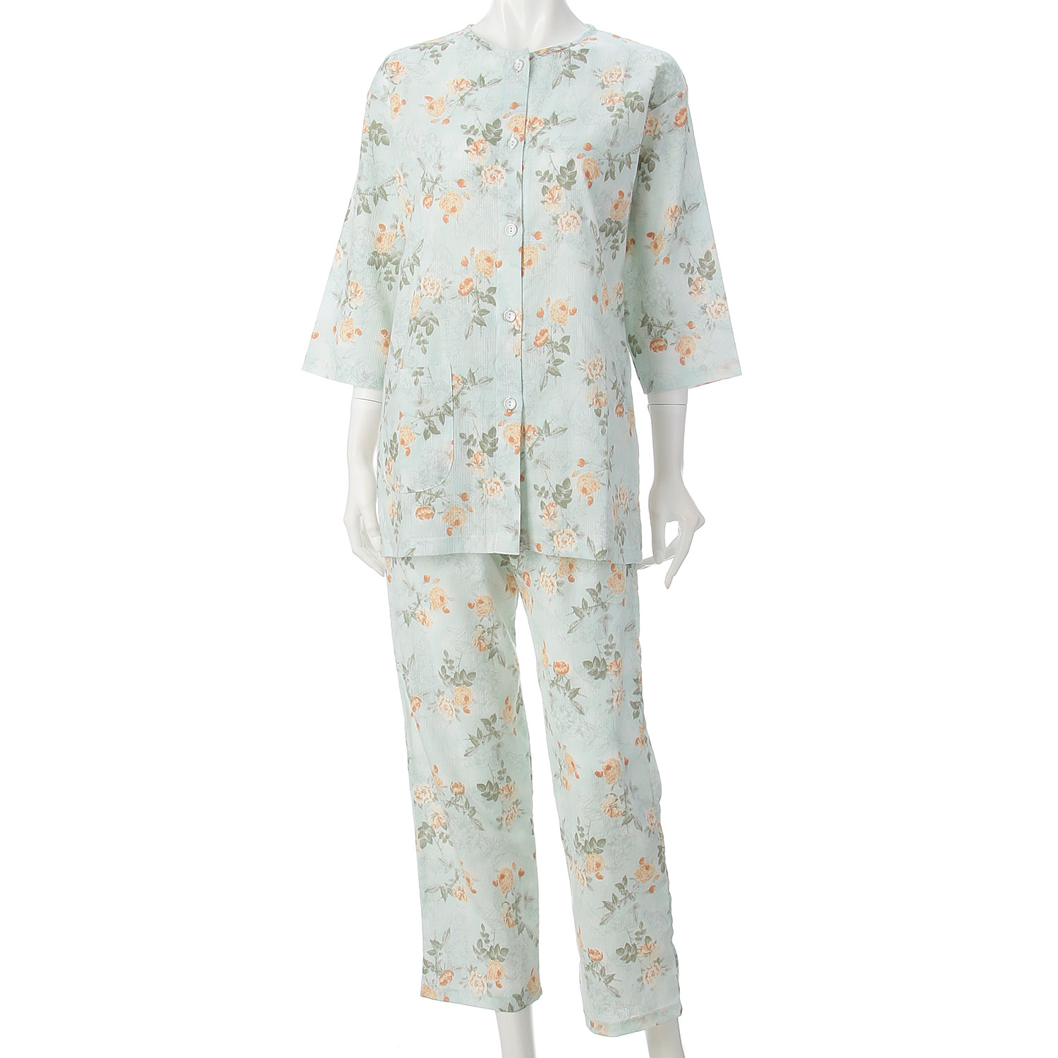 婦人 楊柳全開7分袖パジャマ 3L 日本製 - 画像2