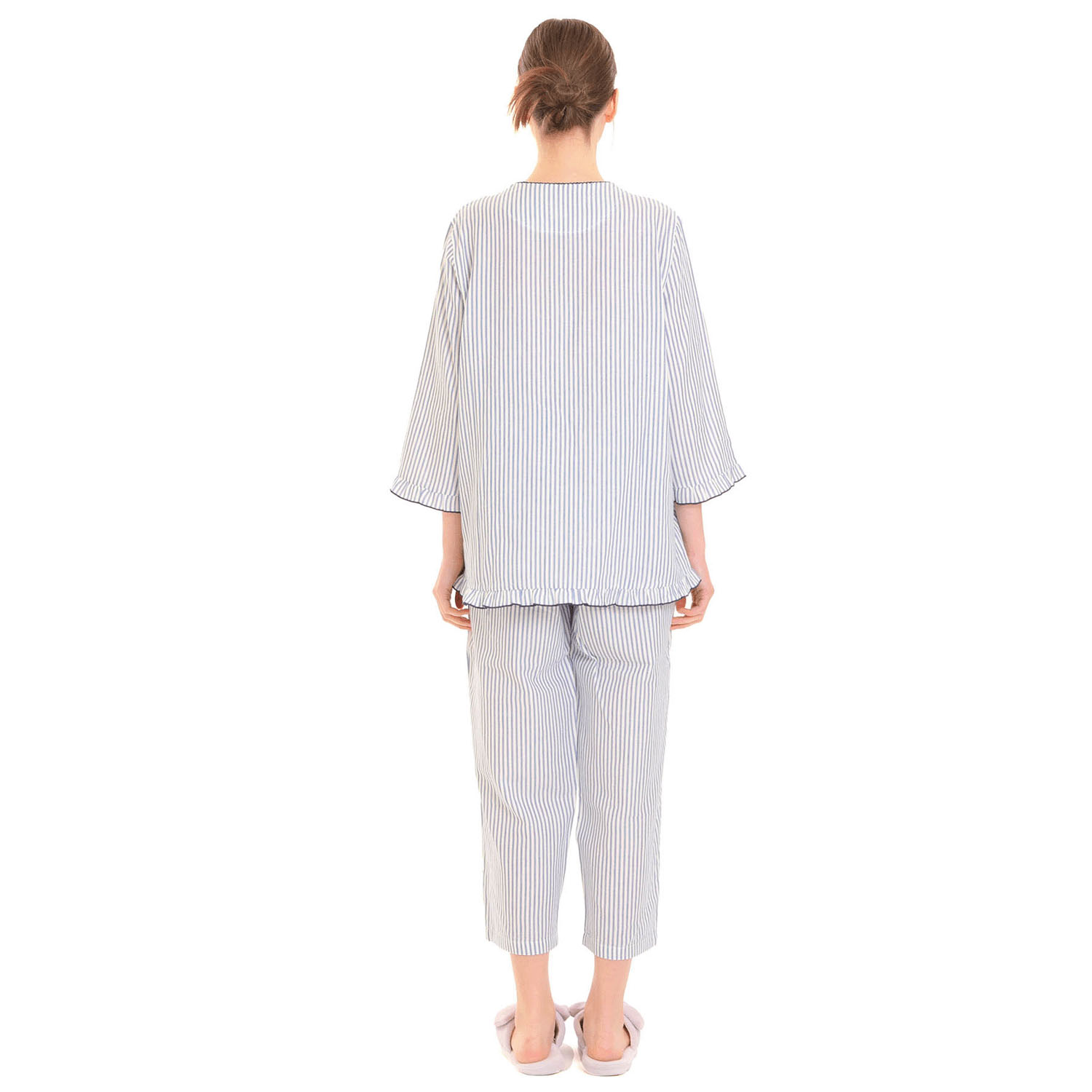 Narue ダブルガーゼシンプルストライプリボンパジャマ - 画像24