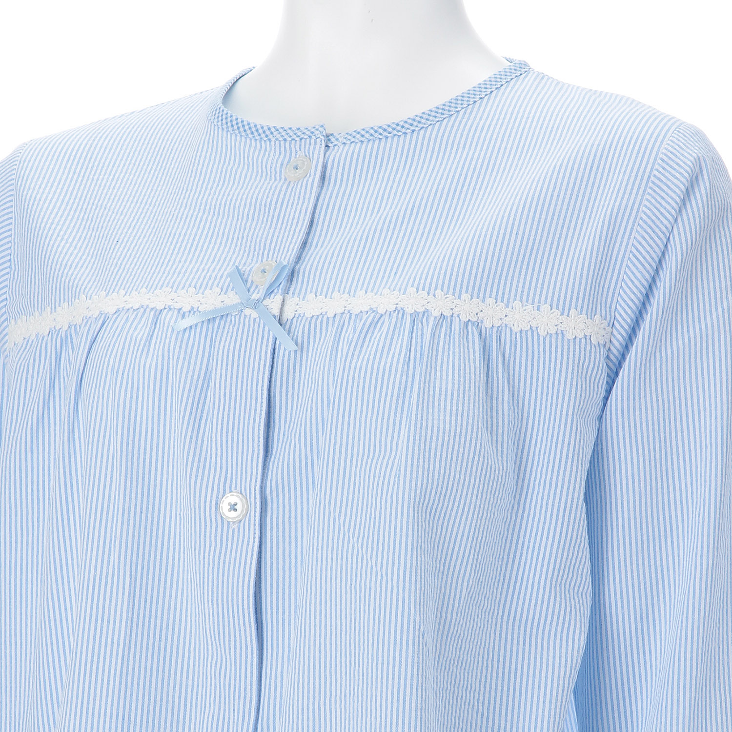 婦人 綿サッカーストライプ シャツパジャマ - 画像3