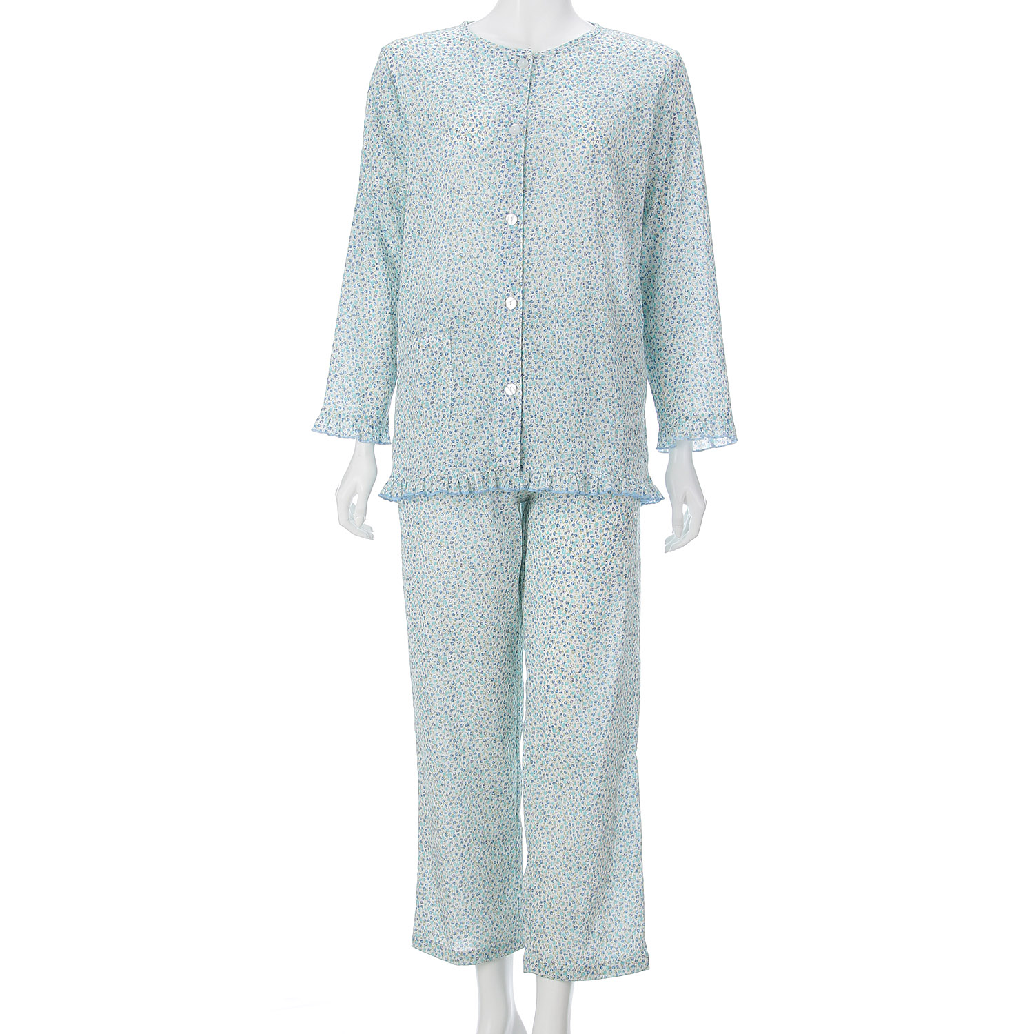 婦人 綿楊柳 小花柄パジャマ - 画像4