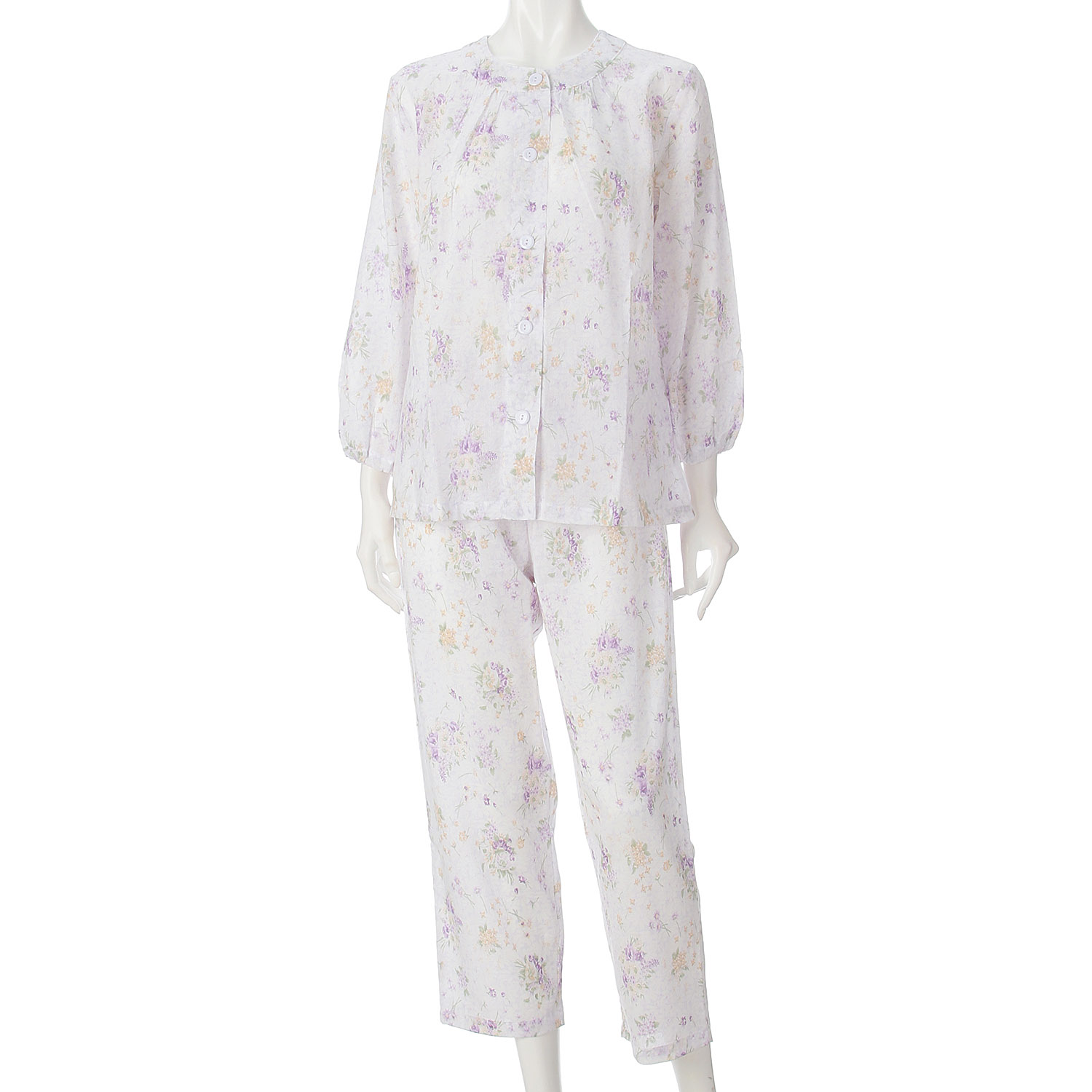 GUNZE 婦人 楊柳長袖長パンツパジャマ 親切サイズ - 画像6