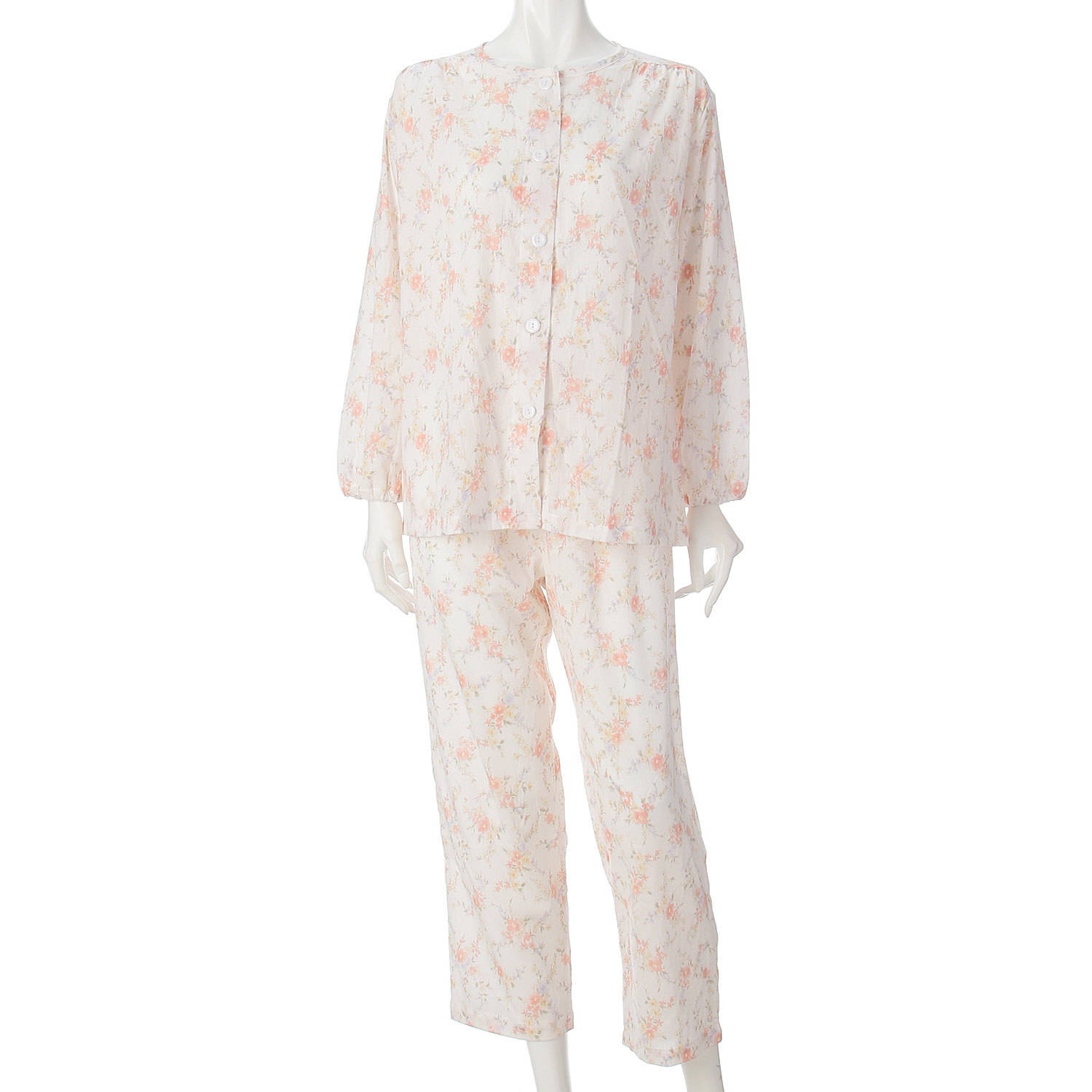 GUNZE 婦人 高島ちぢみ 長袖長パンツパジャマ - 画像1