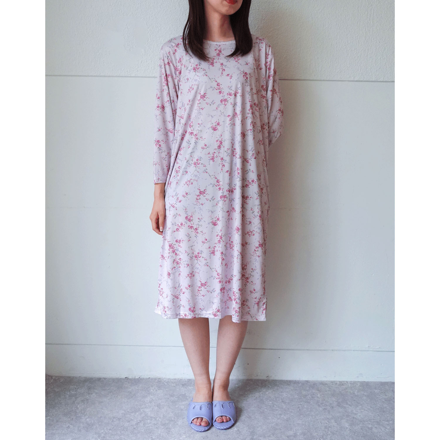 ジョワイユニュイ ポーチ付 携帯パジャマ ワンピース  リボンブーケ - 画像1