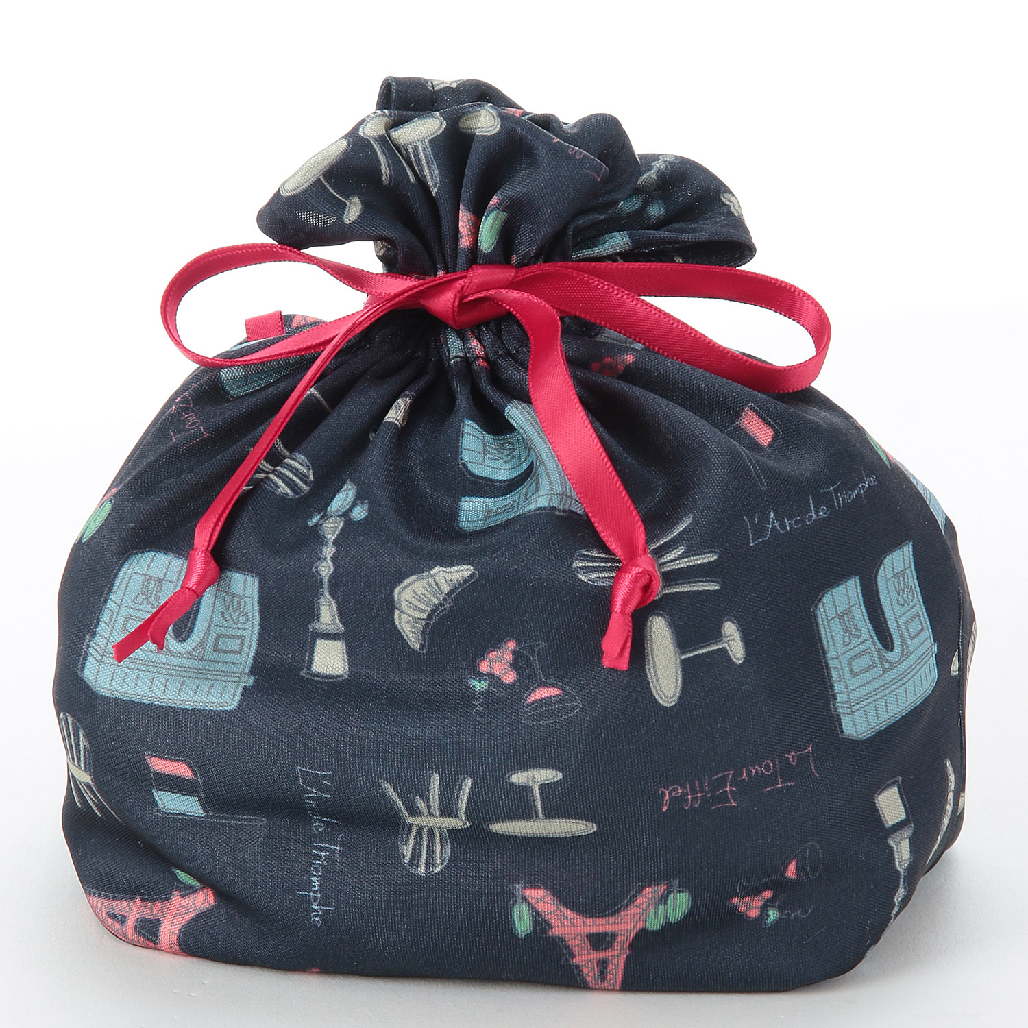 ジョワイユニュイ ポーチ付携帯パジャマ パリ柄パンツ無地 - 画像10