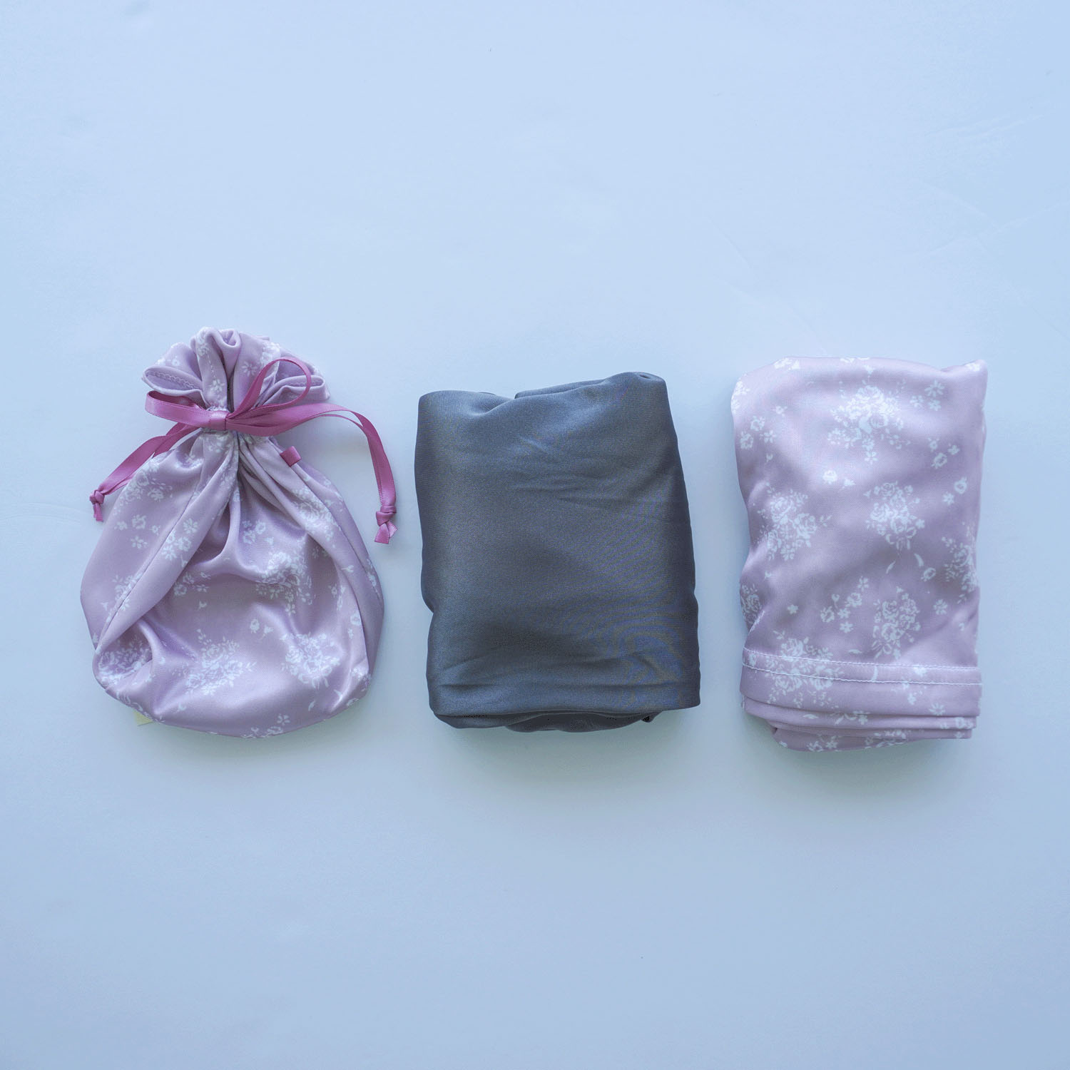 ジョワイユニュイ ポーチ付携帯パジャマ 単色花柄パンツ無地 - 画像4